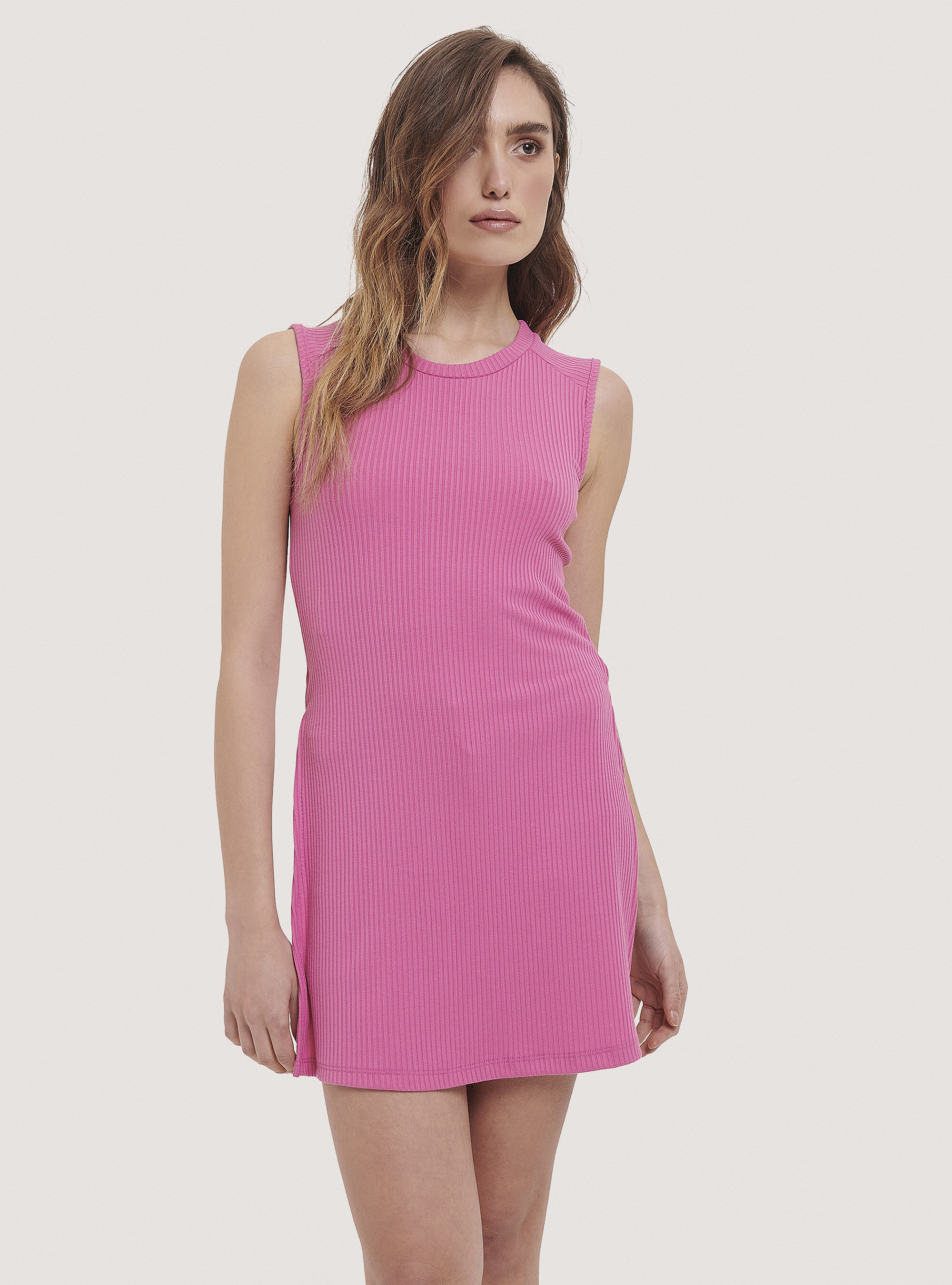 Long ribbed tank top, C4430 FUXIA