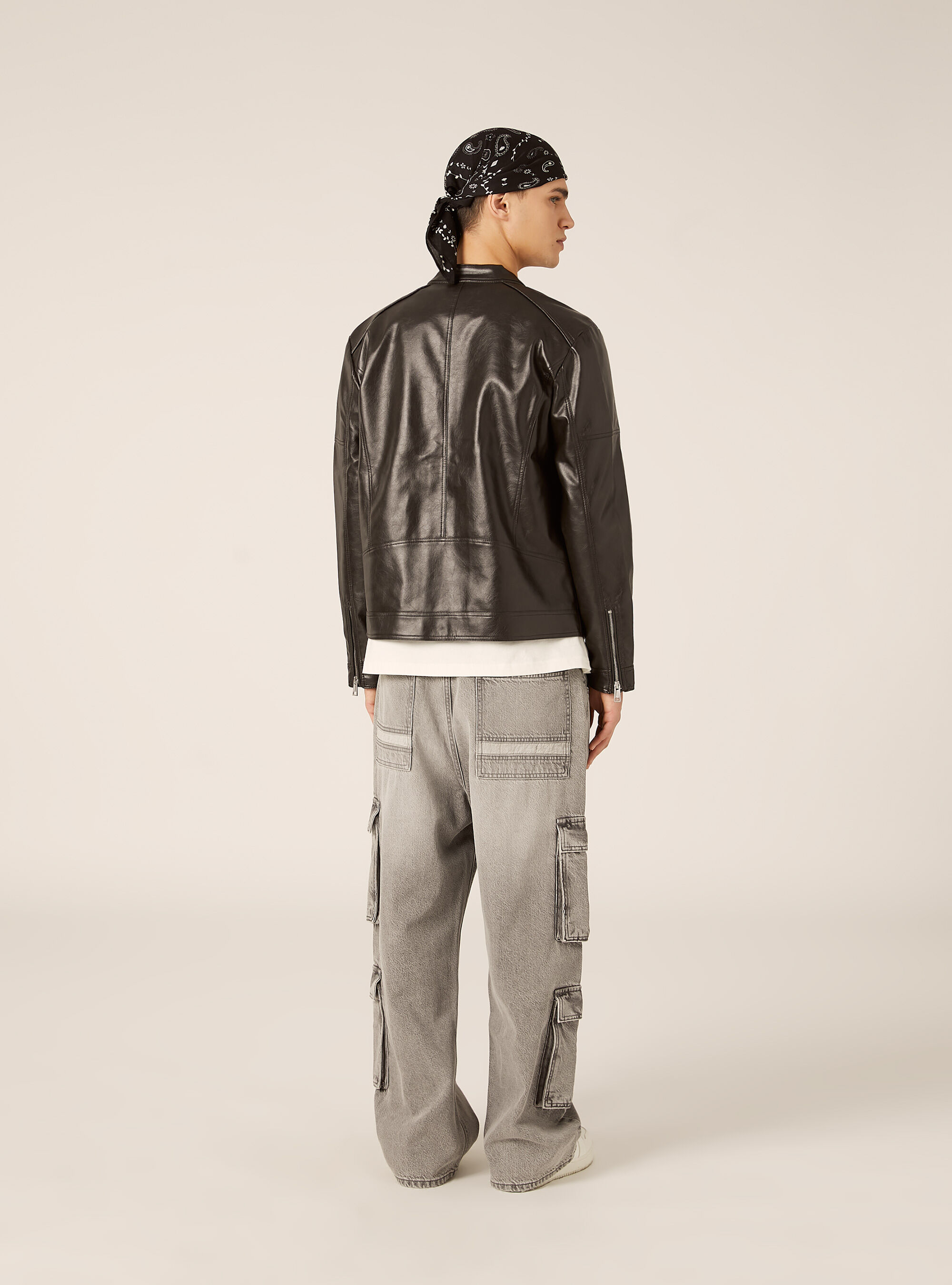 Leather-effect biker jacket, BK1 BLACK