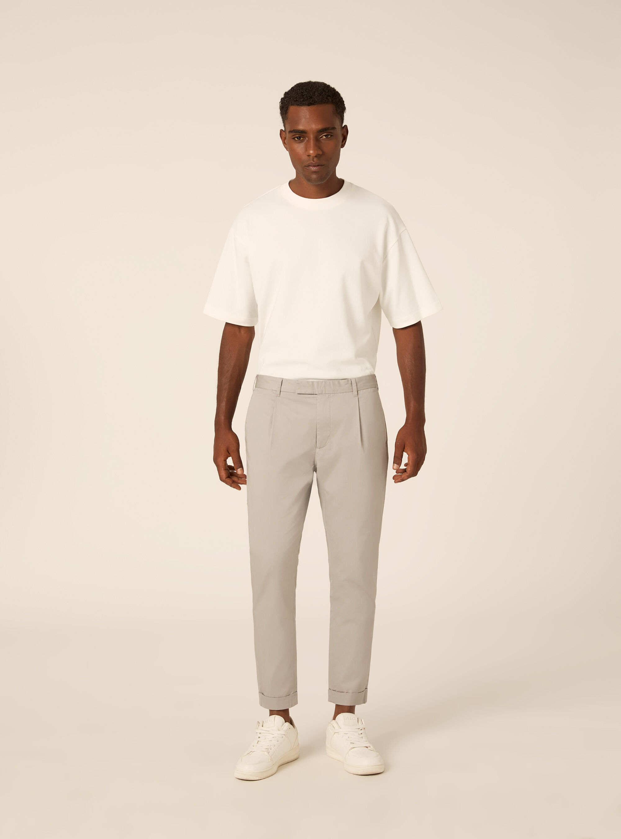 Pantaloni chino slim fit in twill, GY3 GREY LIGHT