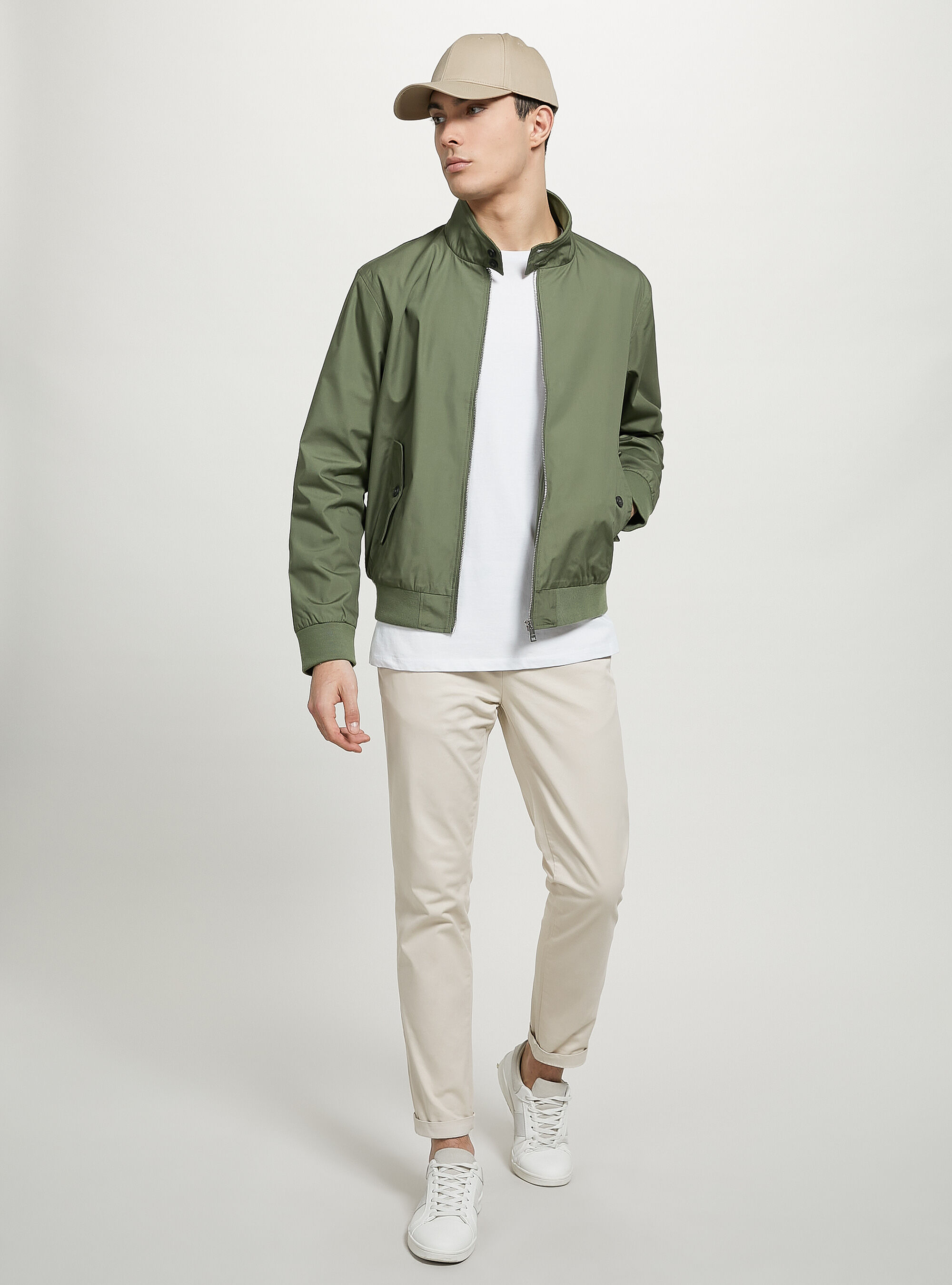 Cotton Blend Bomber Jacket, KY2 KAKY MEDIUM