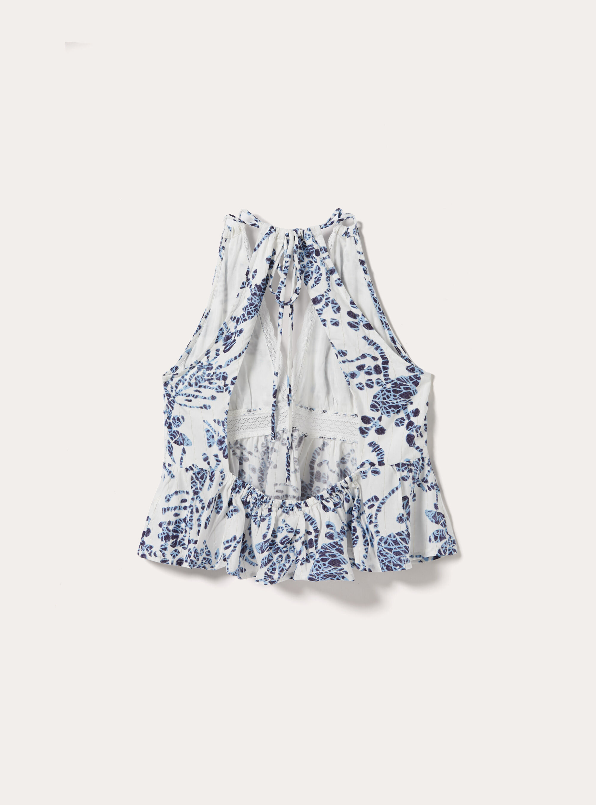 Top stampato con dettagli lurex, WH2 WHITE