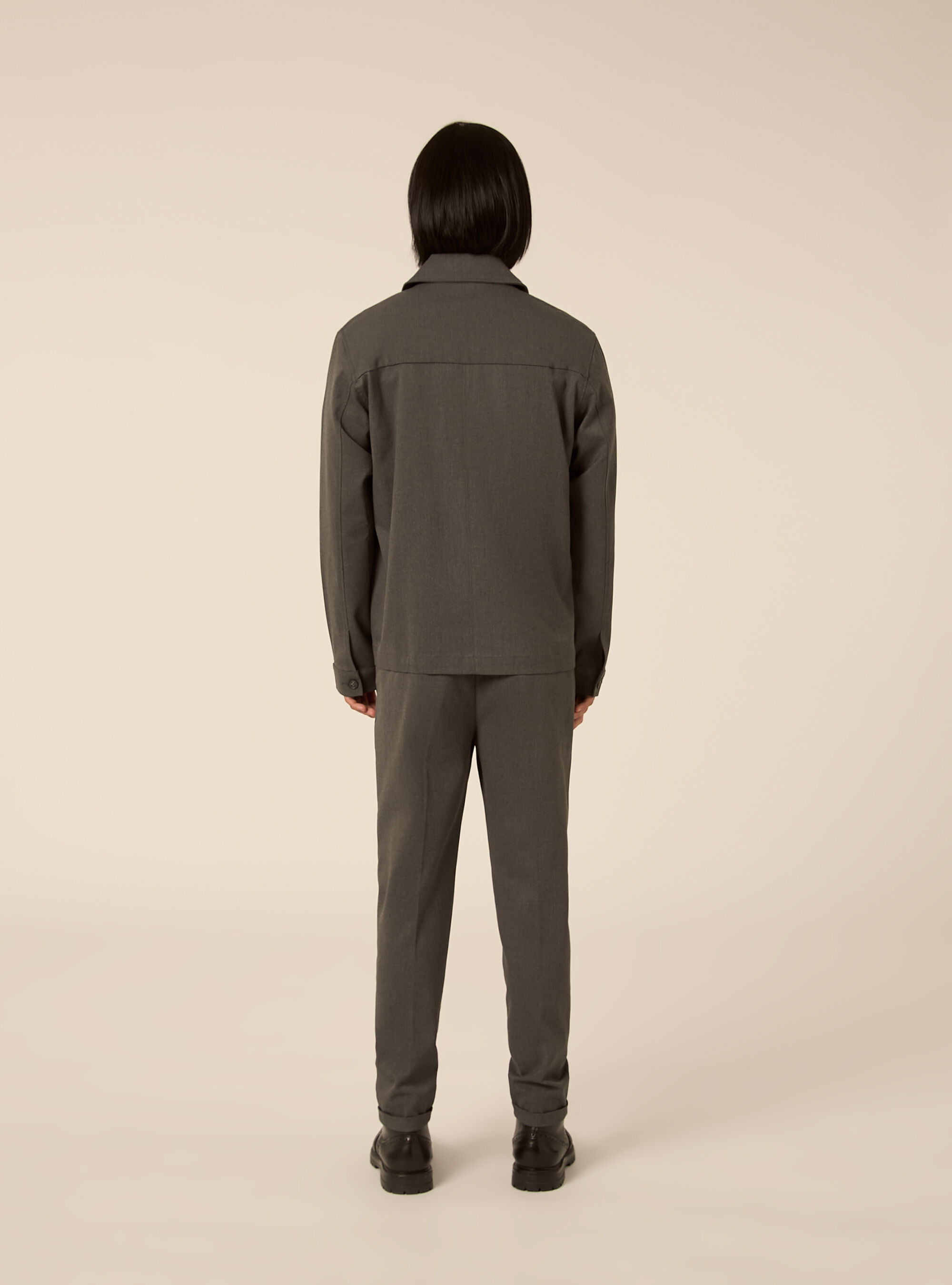 Shirt jacket with patch pockets, MGY1 GREY MEL DARK