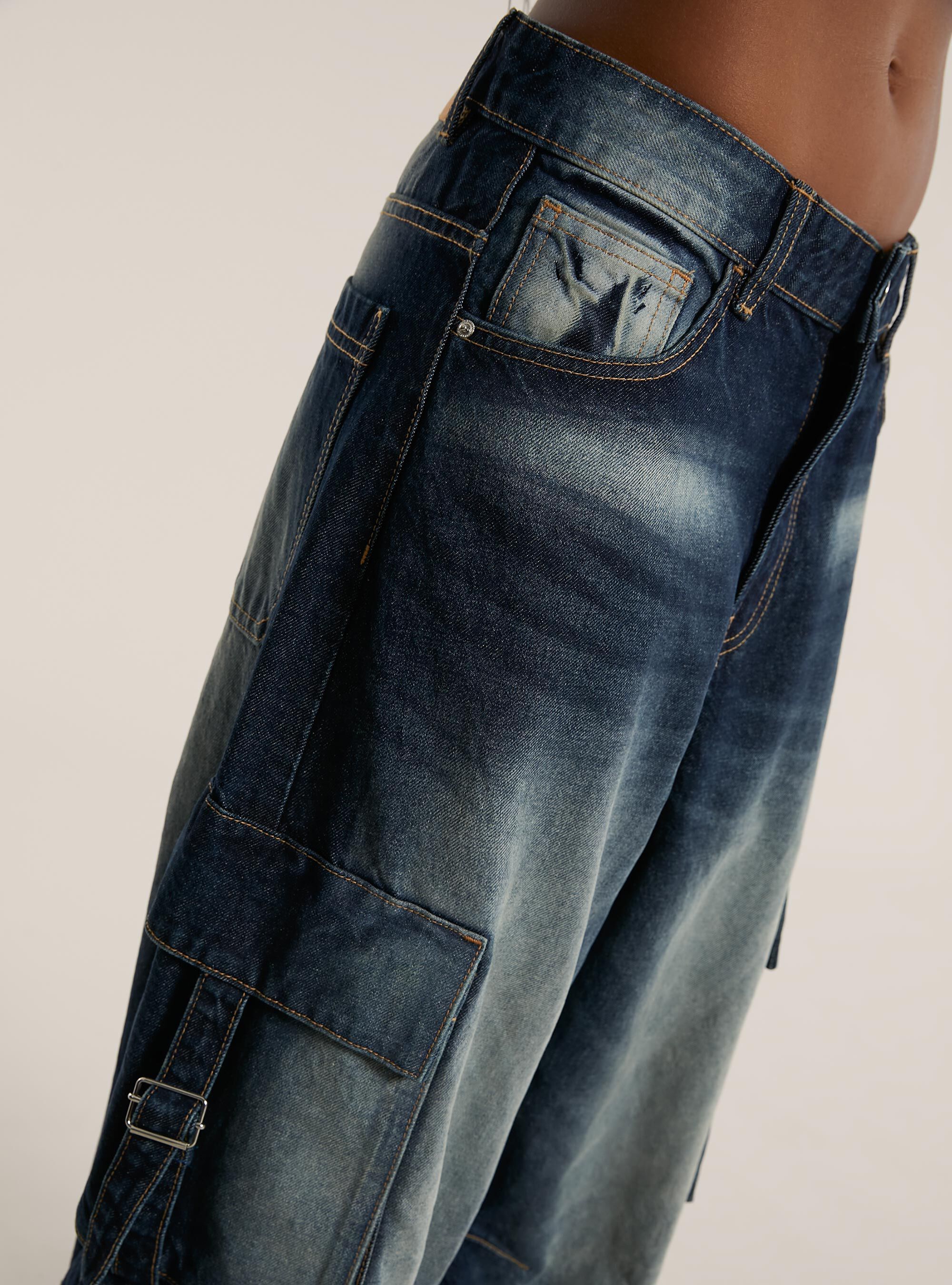 Cargo baggy fit jeans with ties | Alcott | Women's Jeans