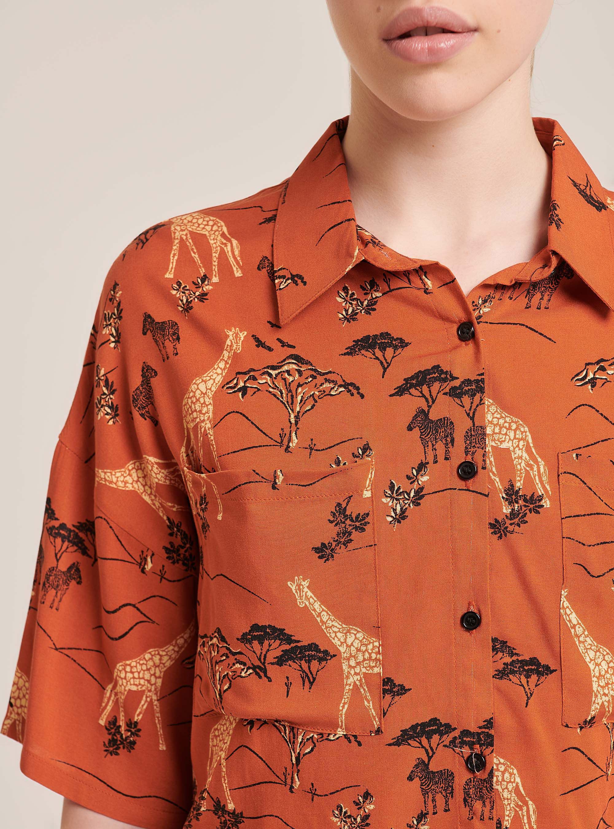 Safari print cropped shirt, SAFARI