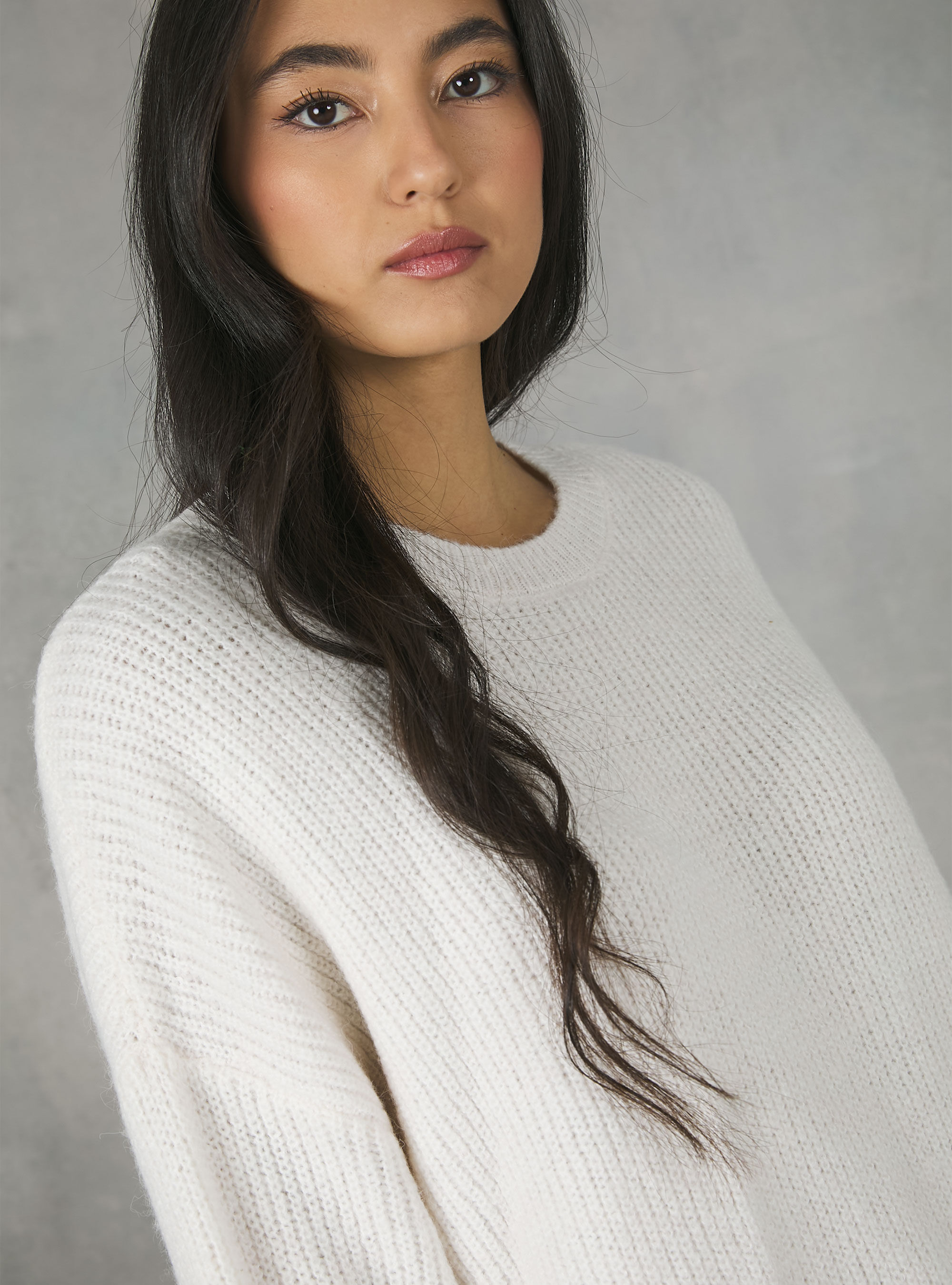 Oversize pullover in English rib, WH2 WHITE