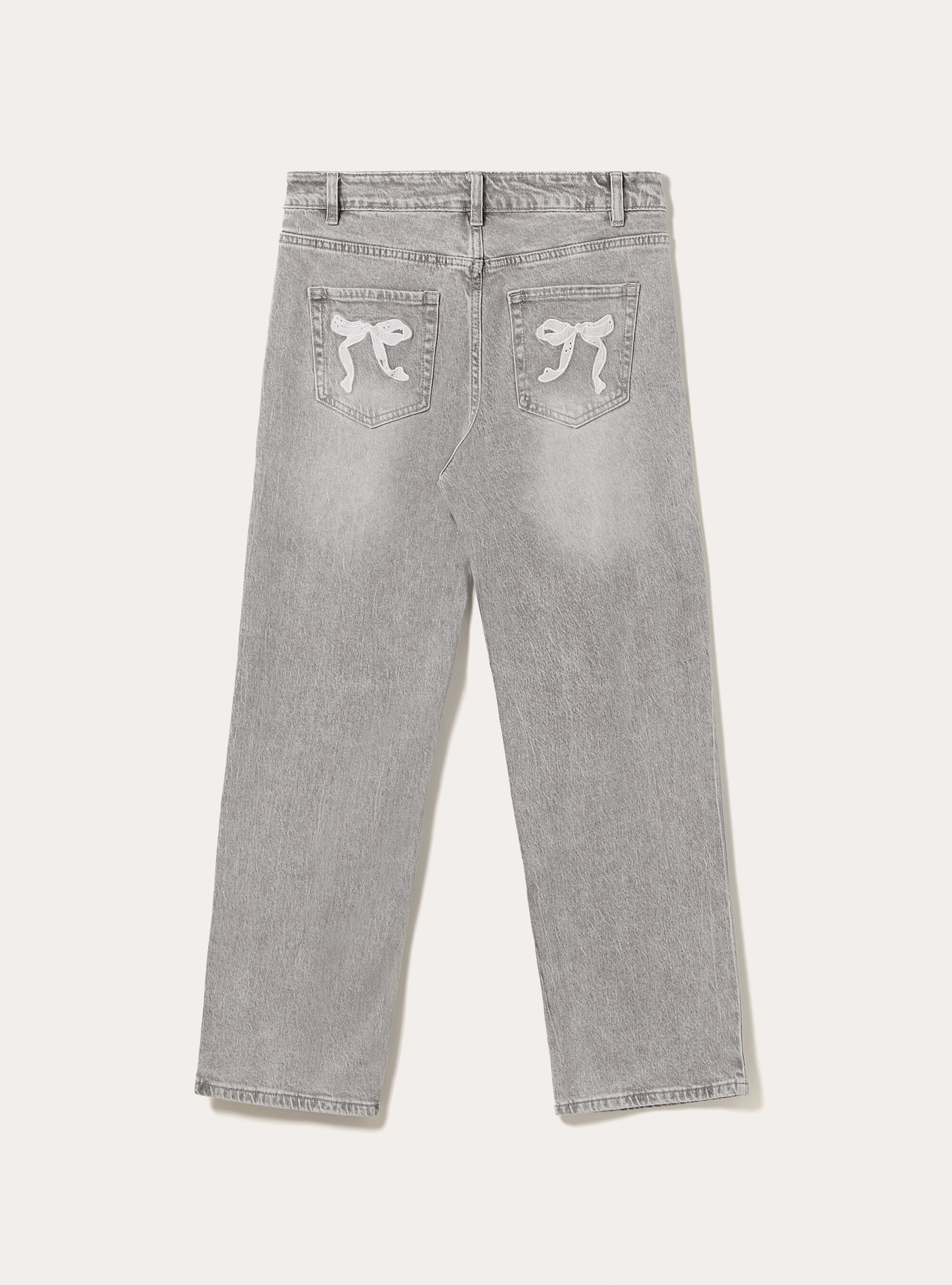 Jeans mit geradem Schnitt und Schleifen, D00G GREY