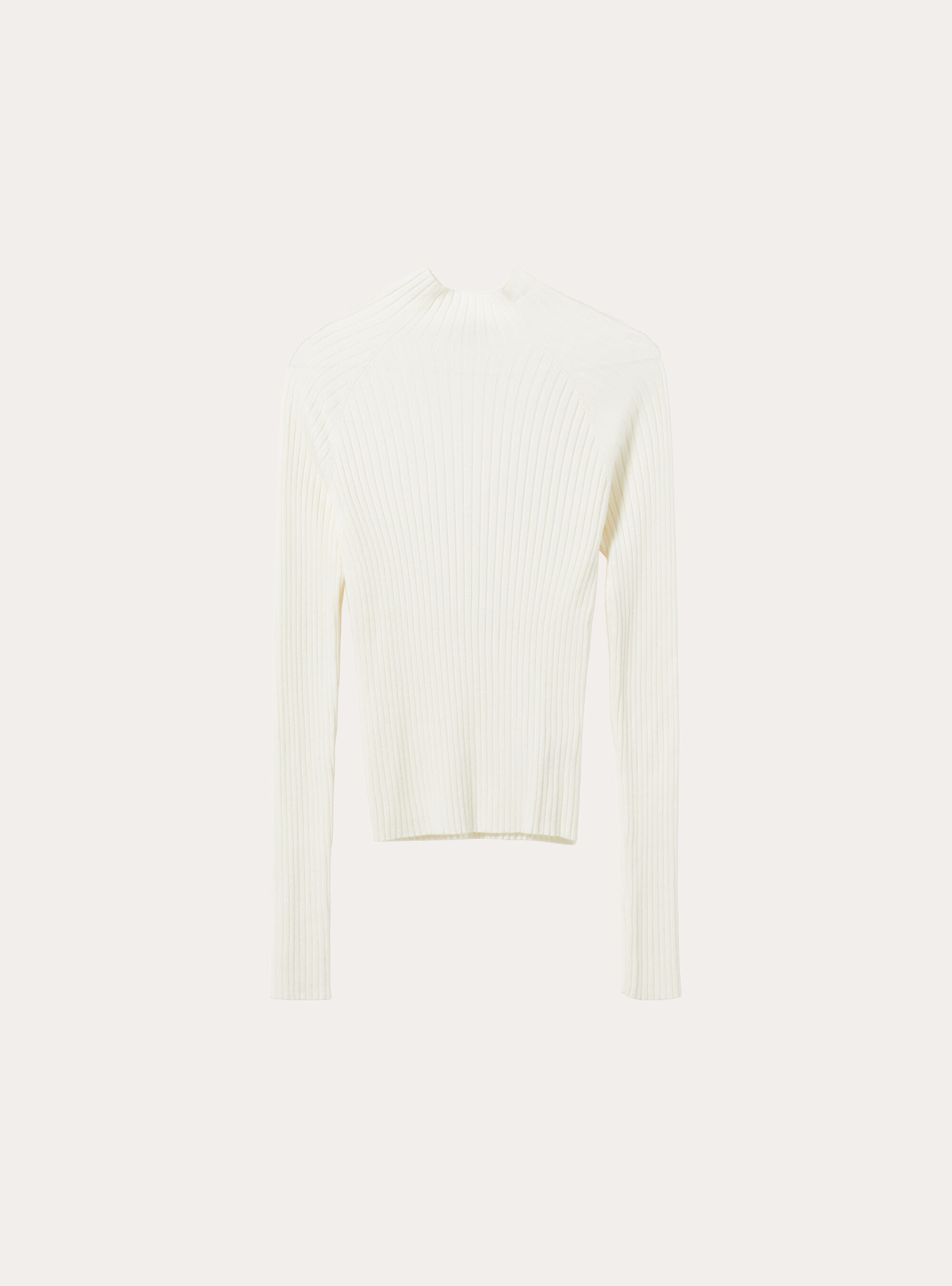 Ribbed mock neck jumper with raglan sleeves, WH1 OFF WHITE