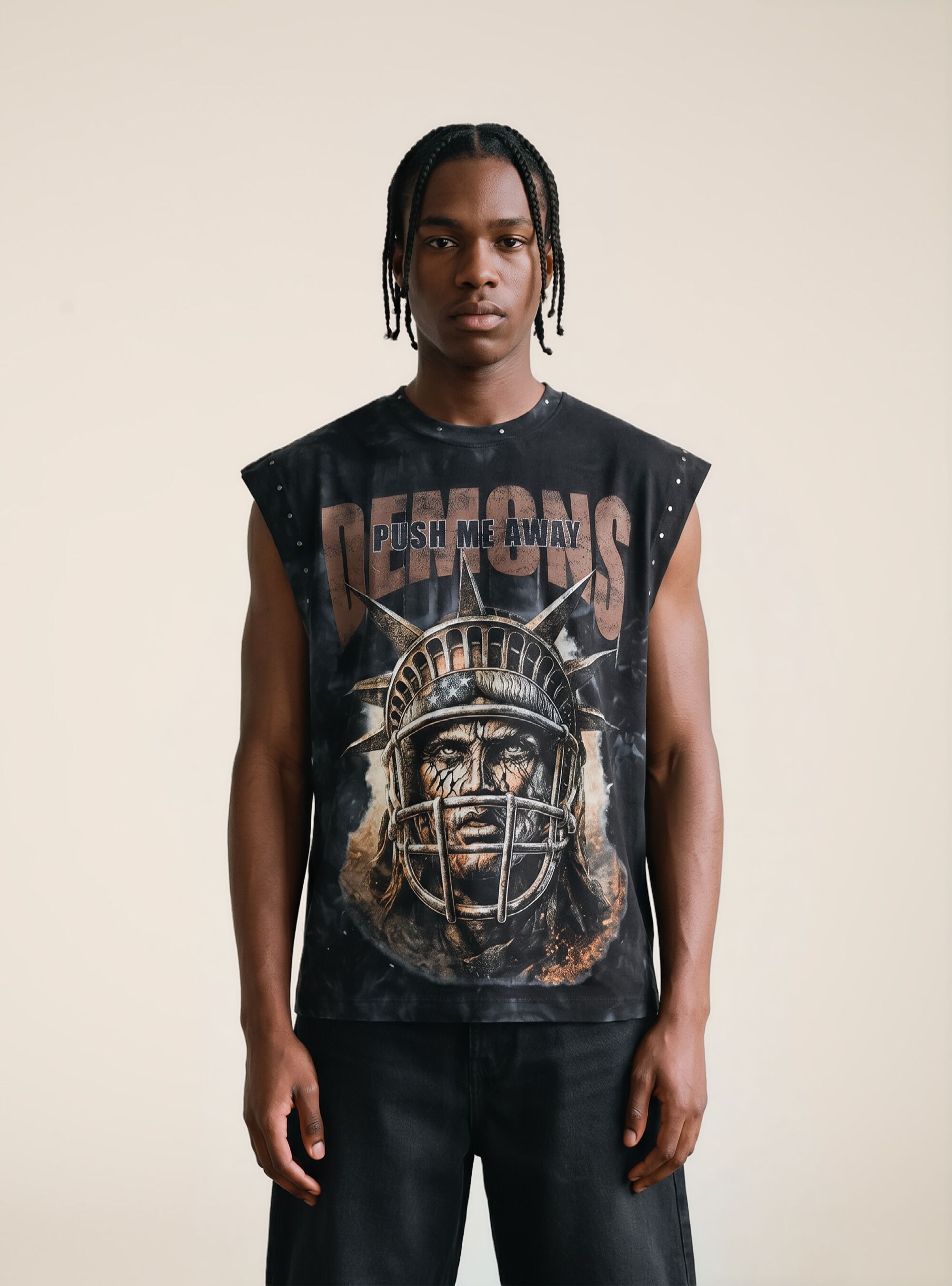 Canotta con stampa demons, BK1 BLACK