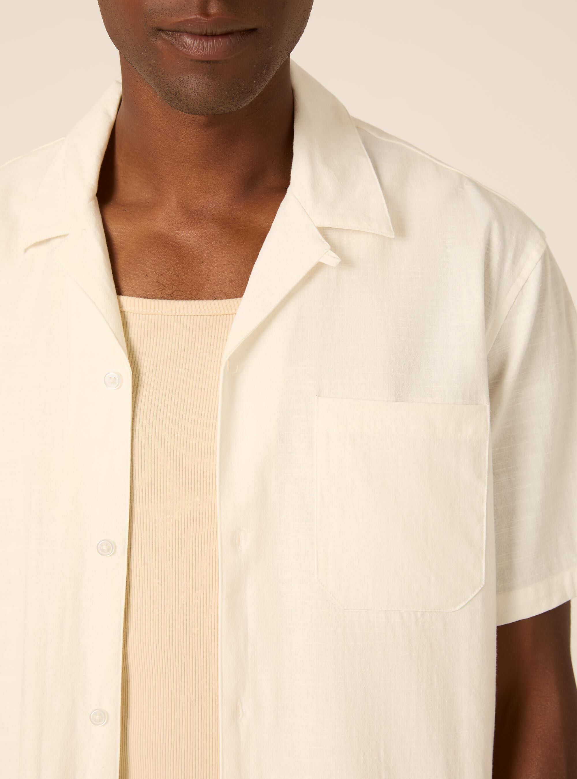 Camicia in misto lino, WH1 OFF WHITE