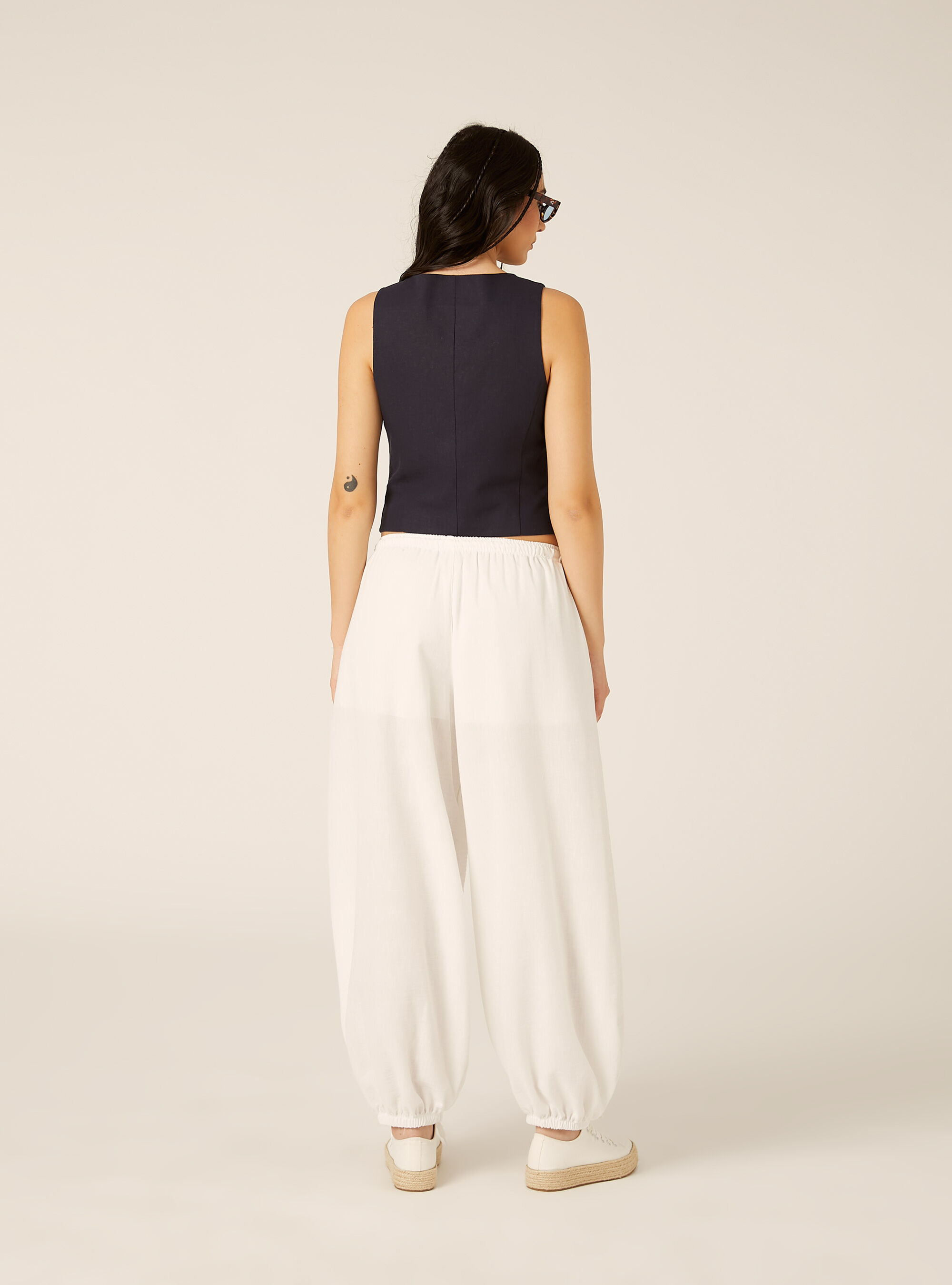 Pantaloni da gaucho effetto crepe, WH2 WHITE