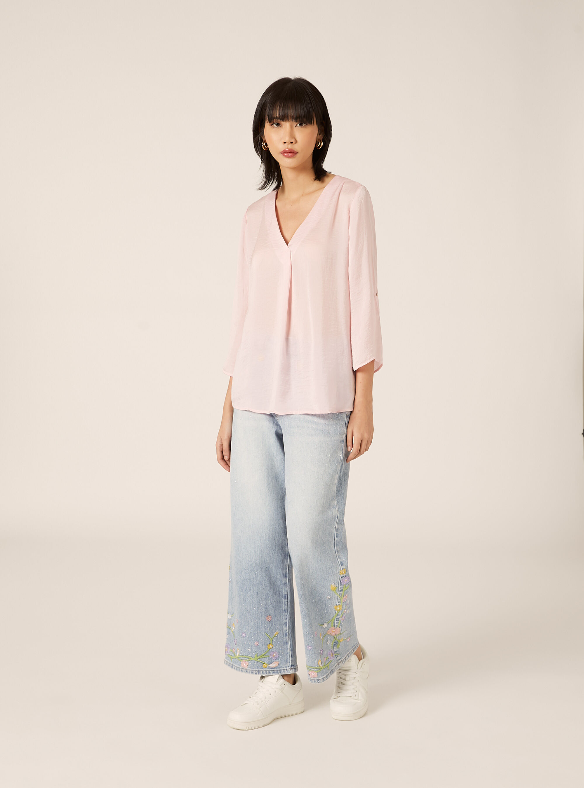 Plain neckline blouse, PK2 PINK MEDIUM