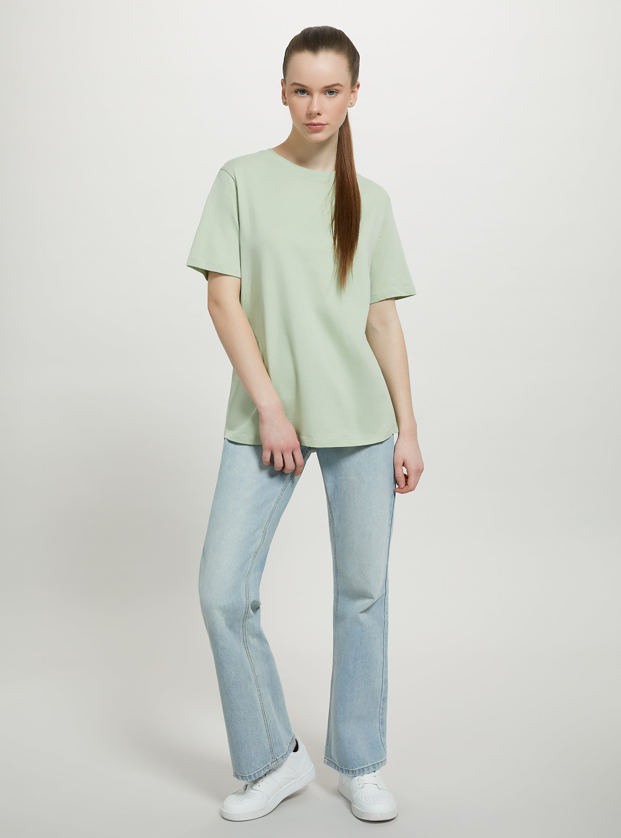 Camiseta de algod&oacute;n con cuello redondo, GN3 GREEN LIGHT