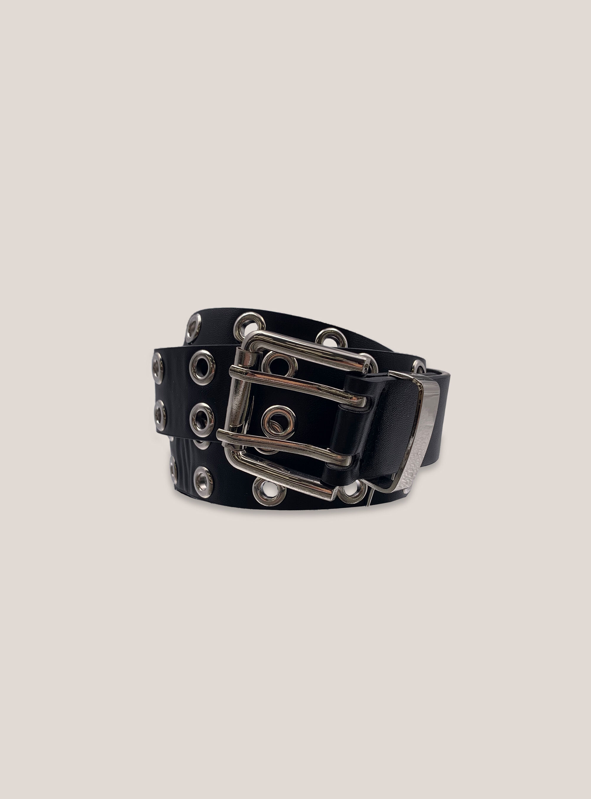 Ceinture en cuir avec oeillets m talliques
