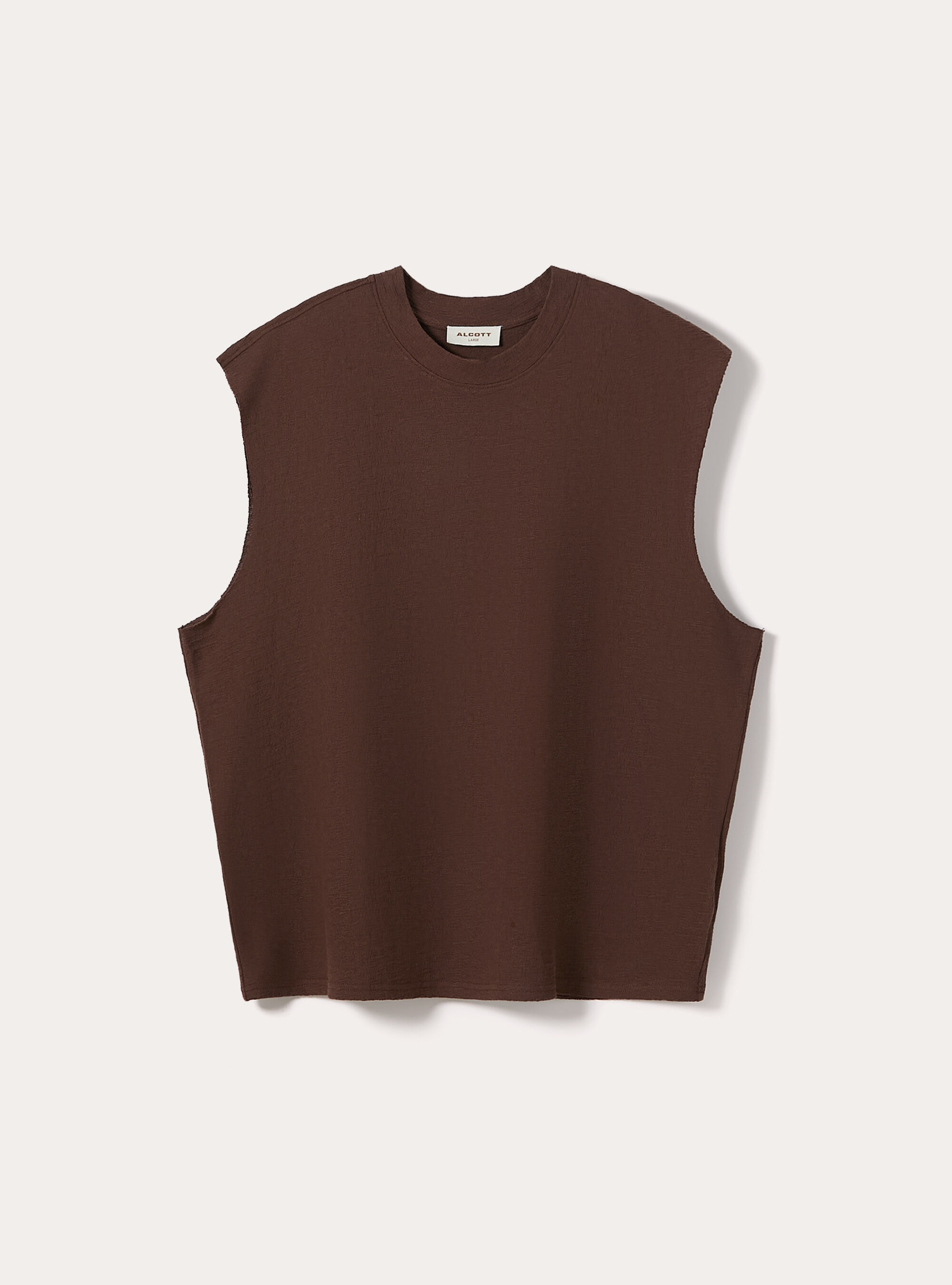 Canotta boxy fit  in jersey texture, BR1 BROWN DARK