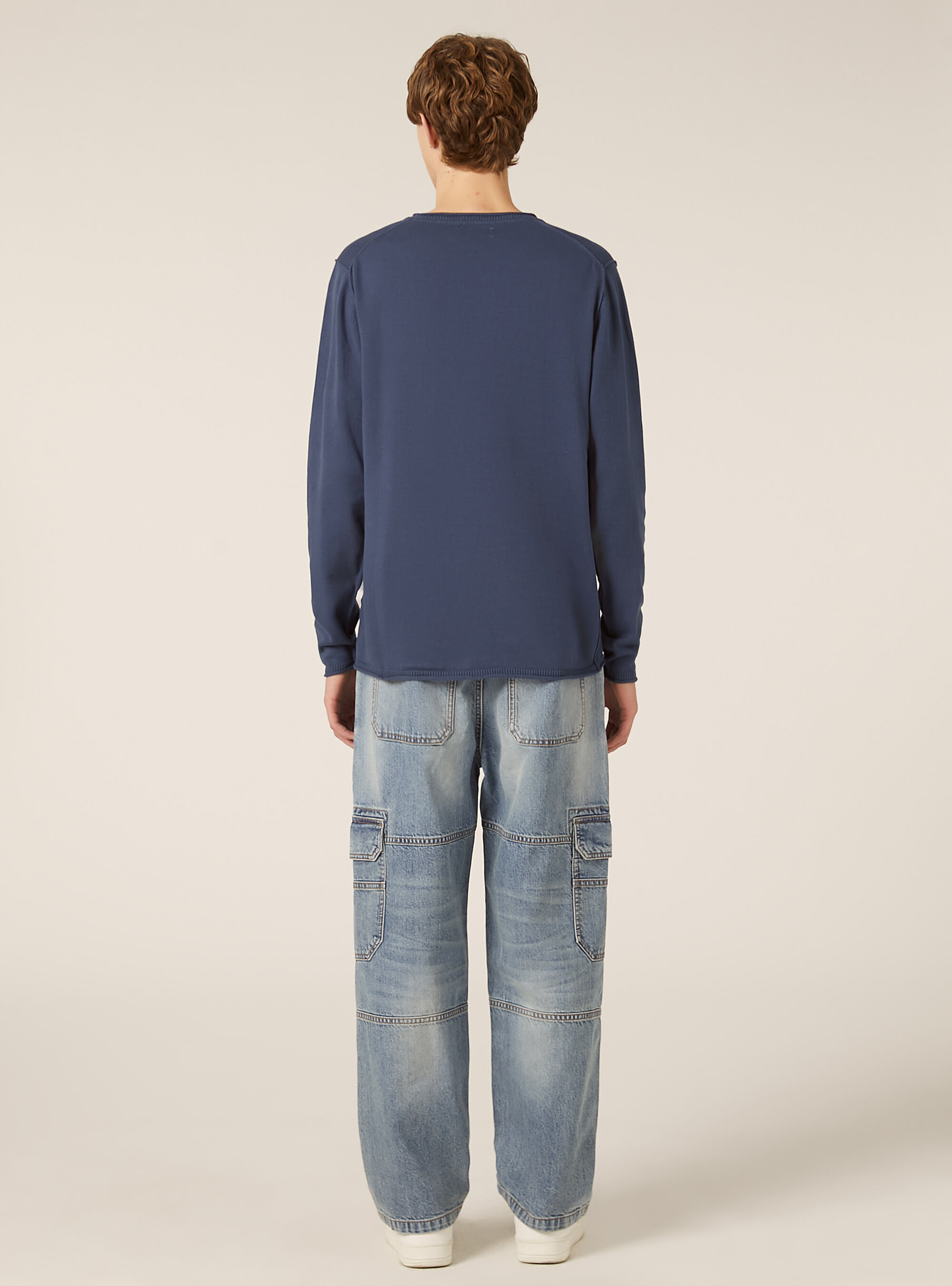 Raw cut pullover with roll neck, NA3 NAVY LIGHT