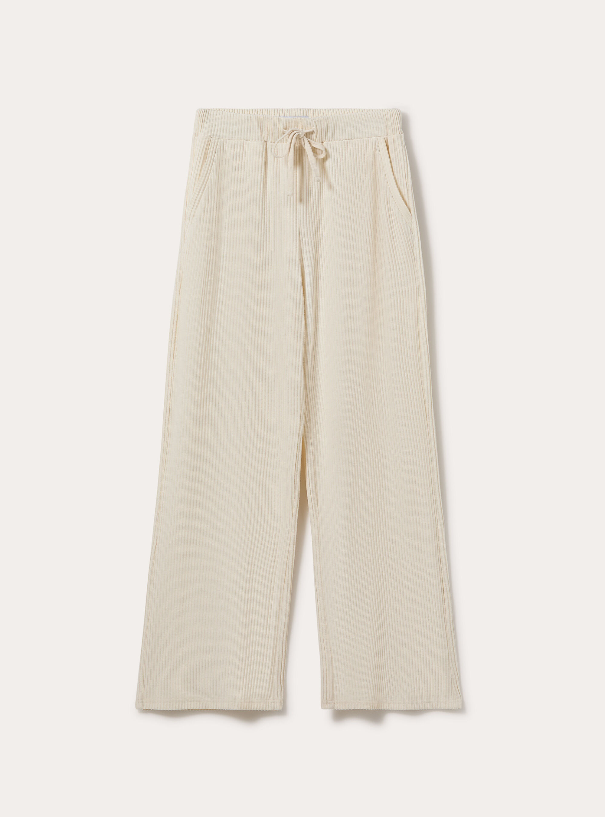 Jogger wide leg a coste, CR3 CREAM LIGHT