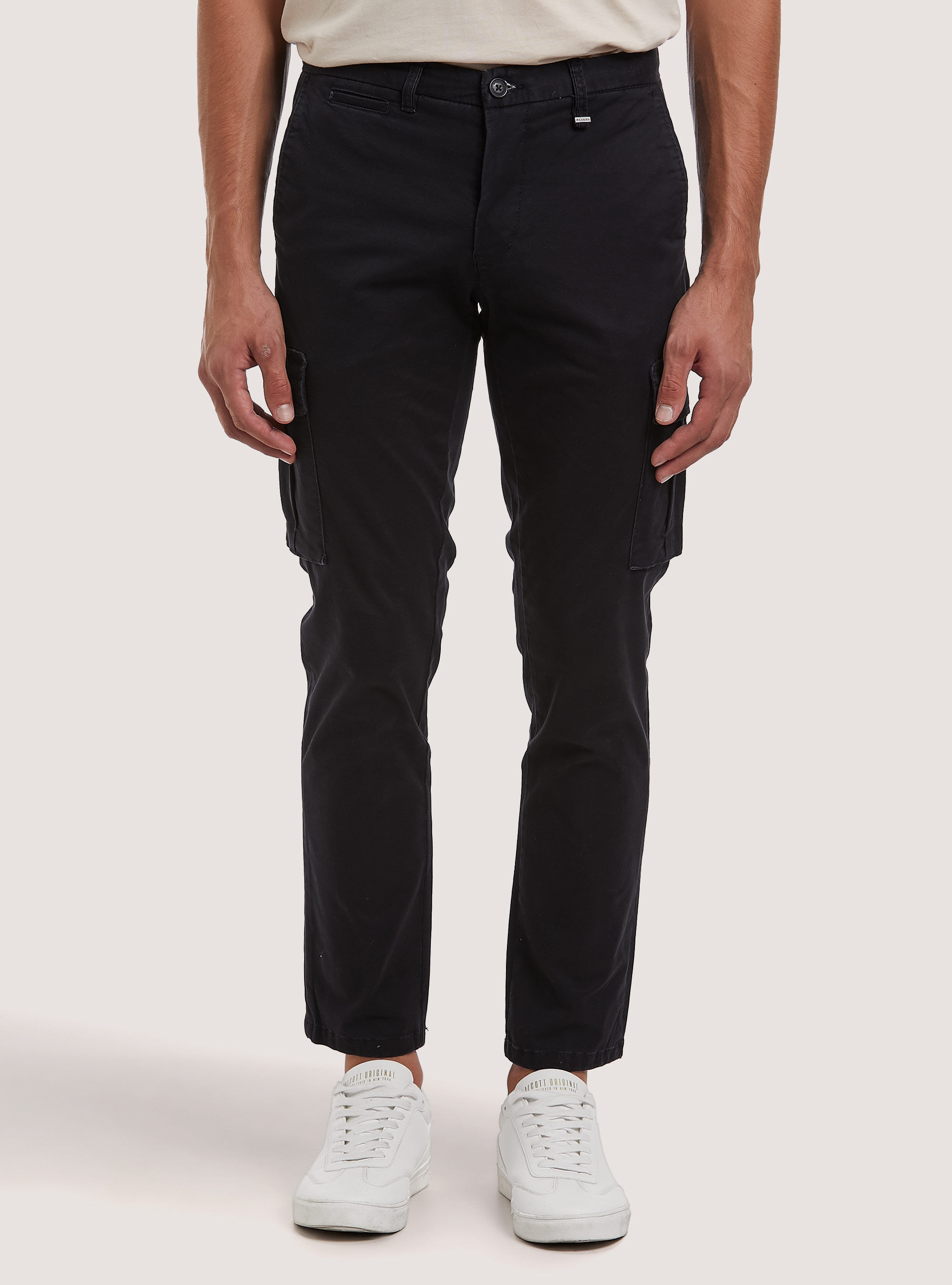 Cotton cargo chinos, BK1 BLACK