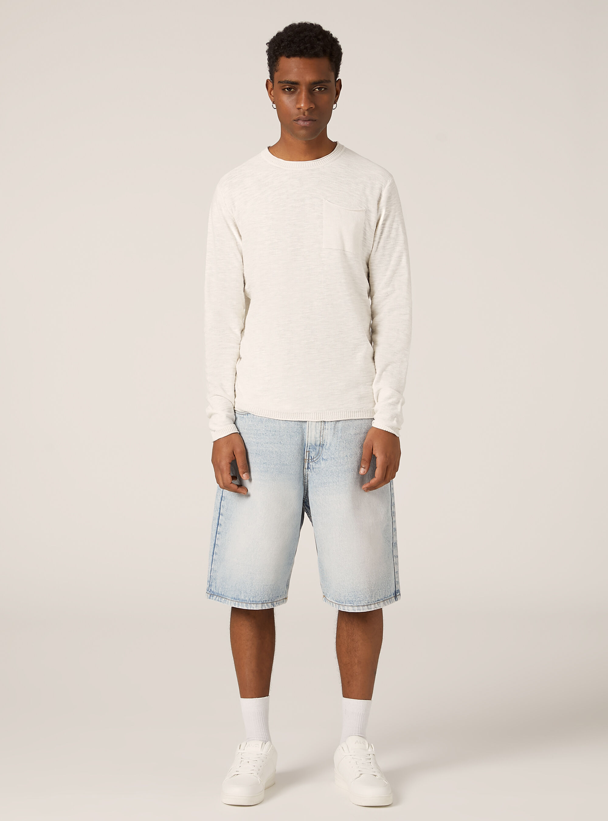 Pull en coton slub l&eacute;ger, WH2 WHITE