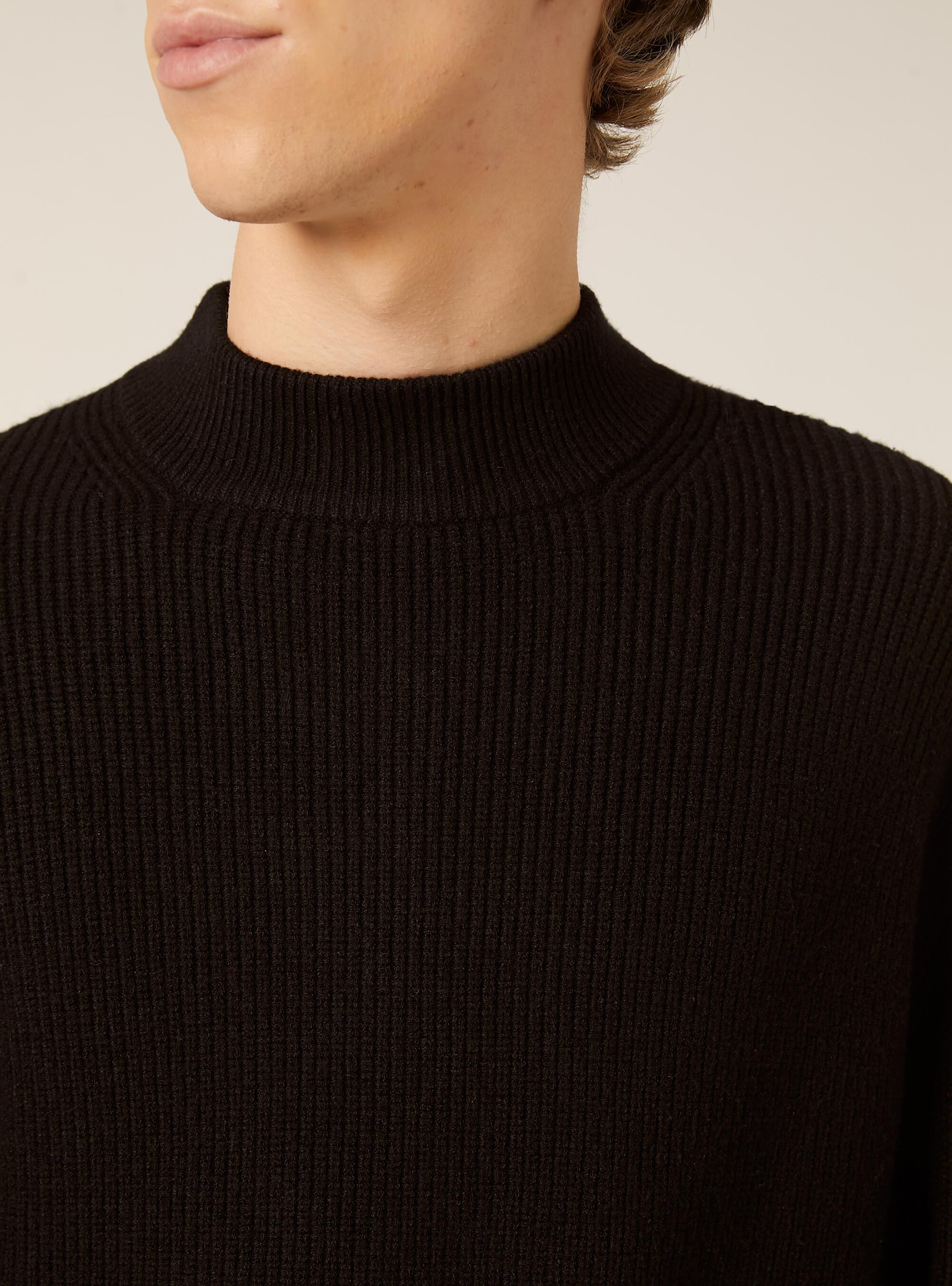 Soft mid-neck pullover, BK1 BLACK