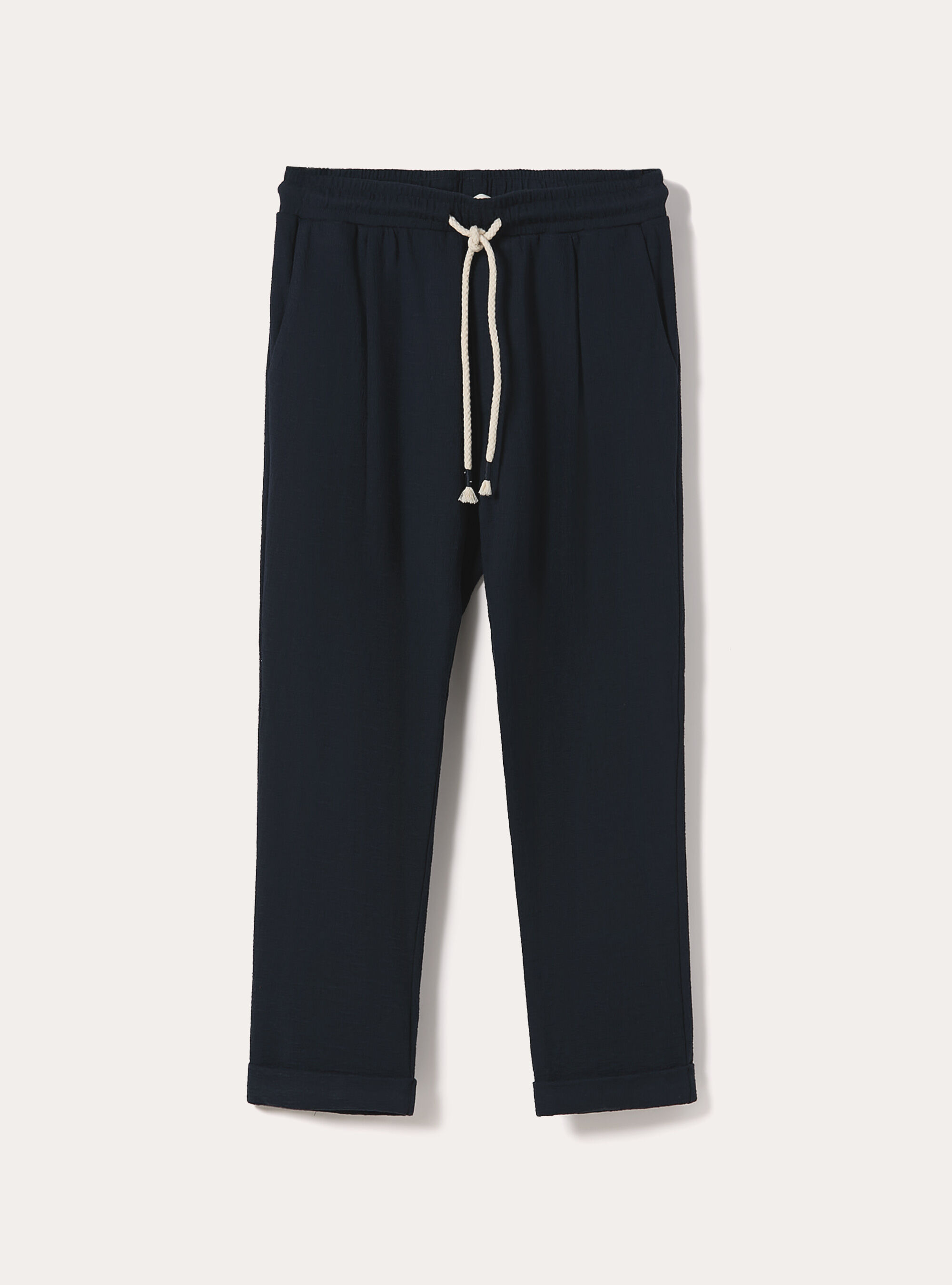 Pantaloni con  elastico in vita in jersey texture, NA1 NAVY DARK
