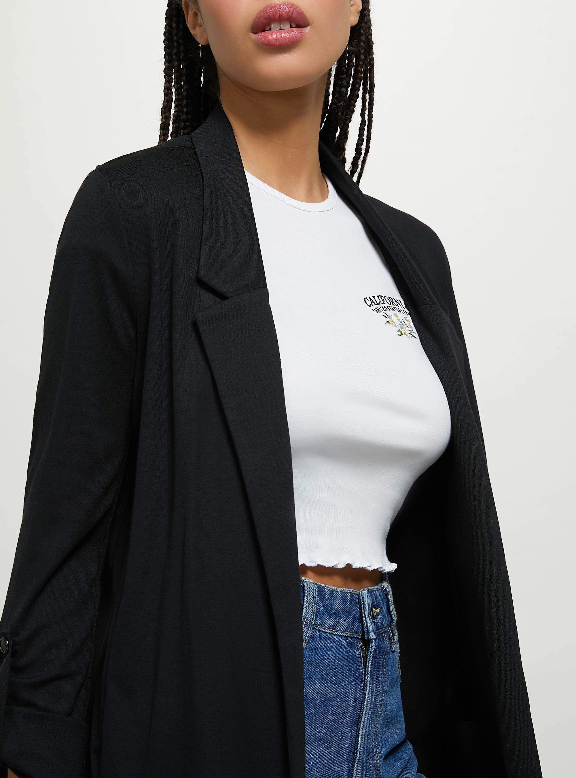 Americana larga lisa, BK1 BLACK