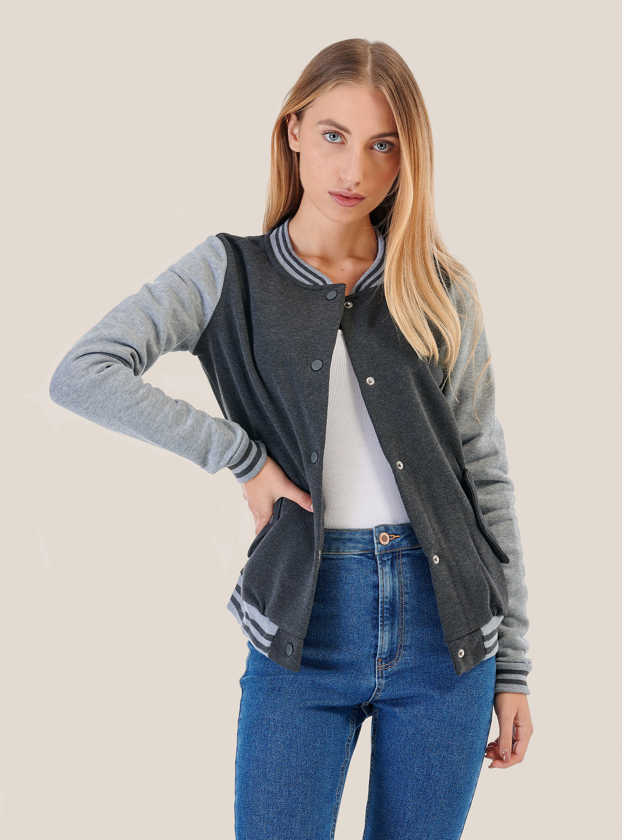 Baseball jacket, GREY MELANGE
