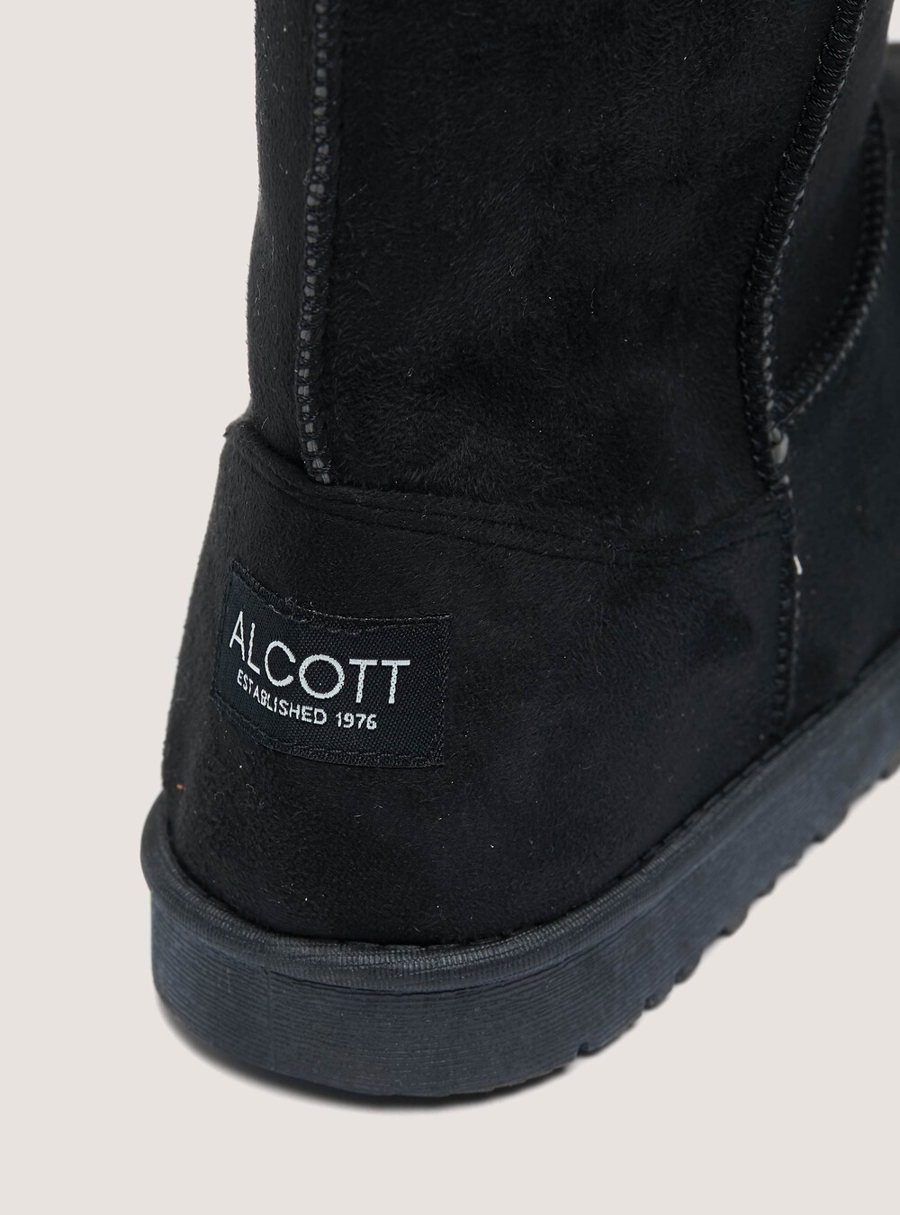 Suede ankle boots with faux fur inside