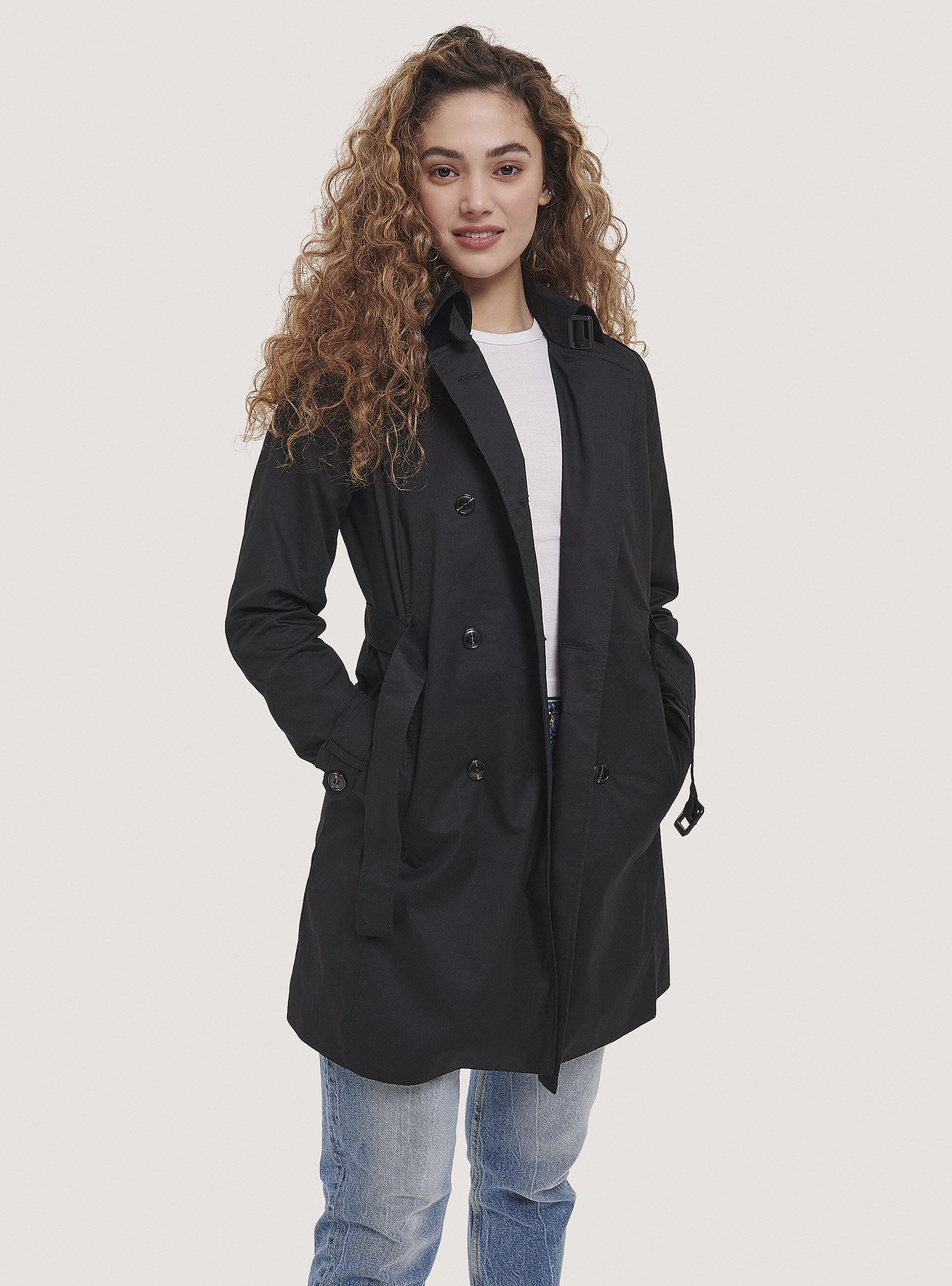 Black soft shop trench coat
