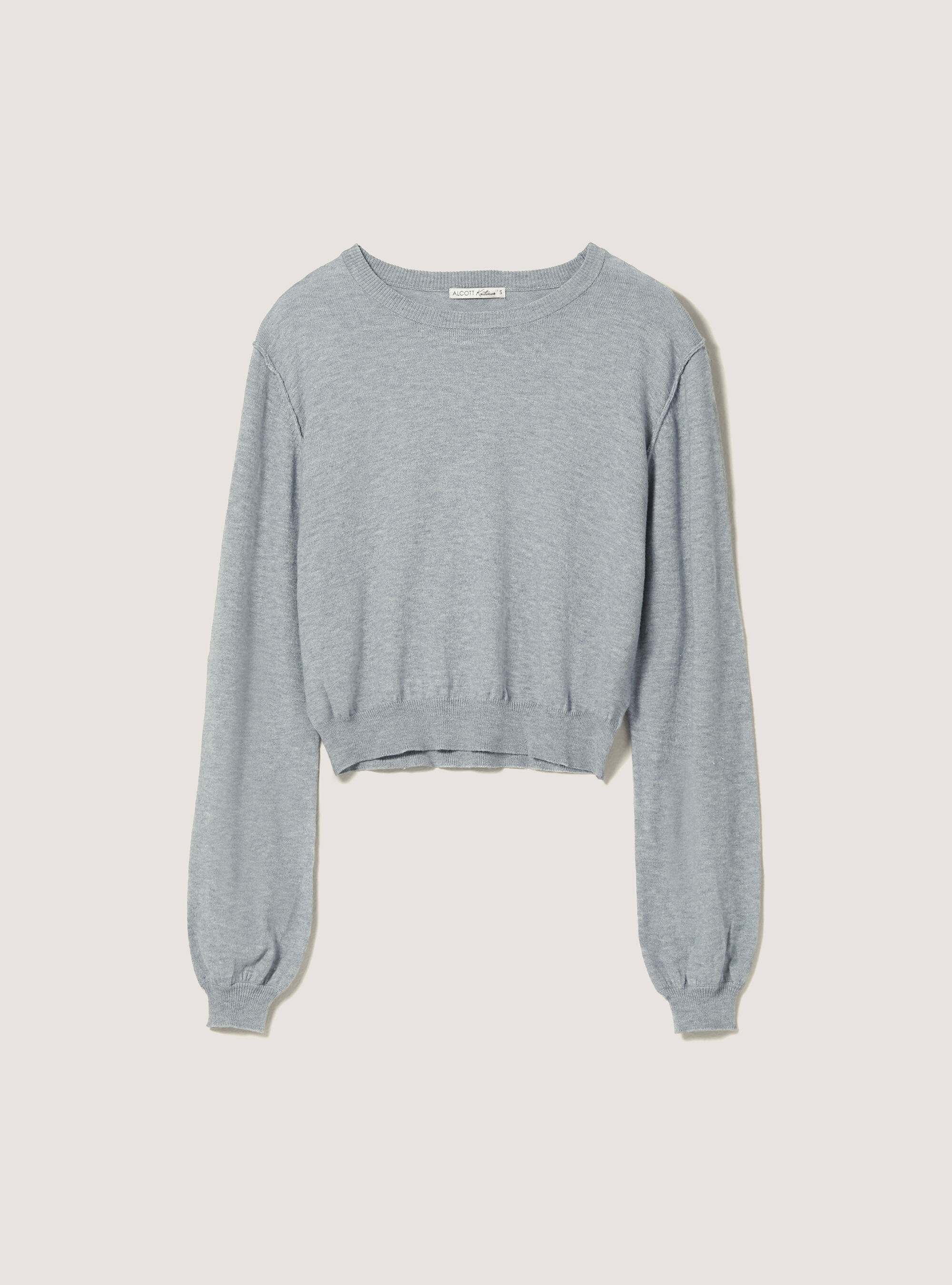 Cropped pullover with puff sleeves, C148 ICE MELANGE
