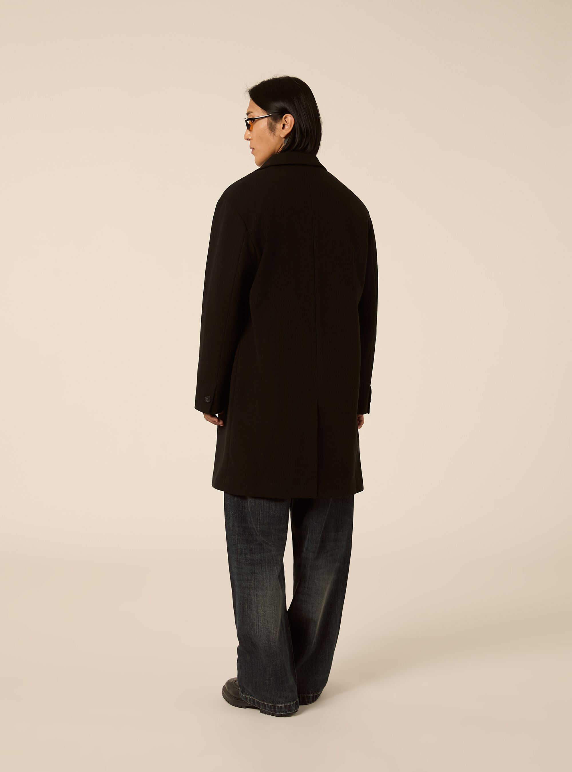 Unlined single breasted coat with lapels, BK1 BLACK