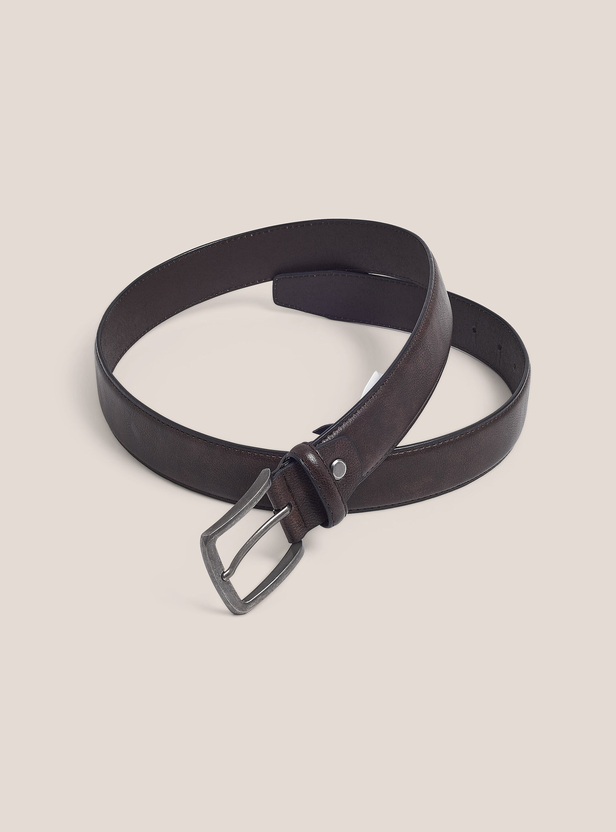Leather effect belt, BROWN