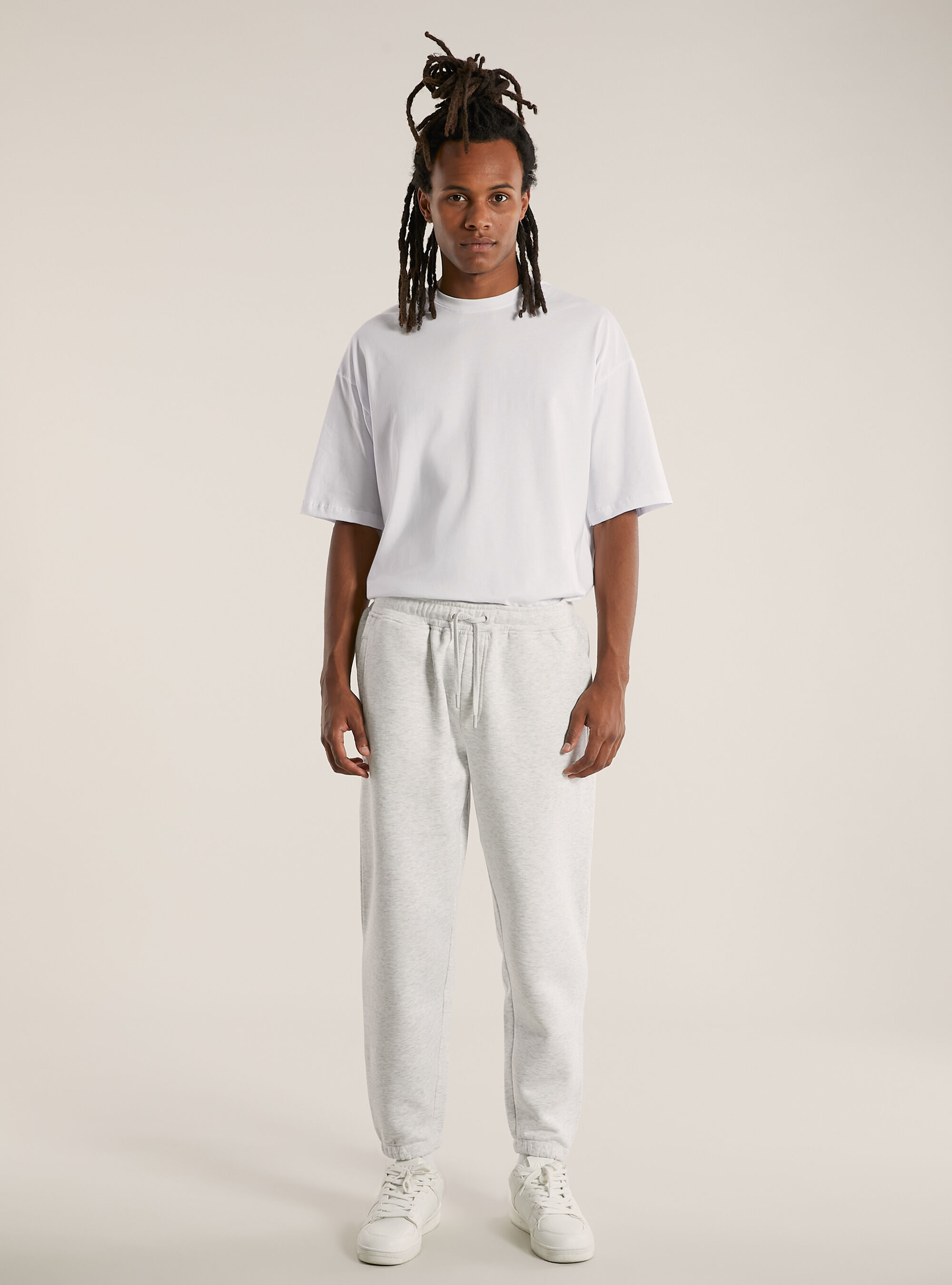 Pantalon jogger en peluche, MGY3 GREY MEL LIGHT