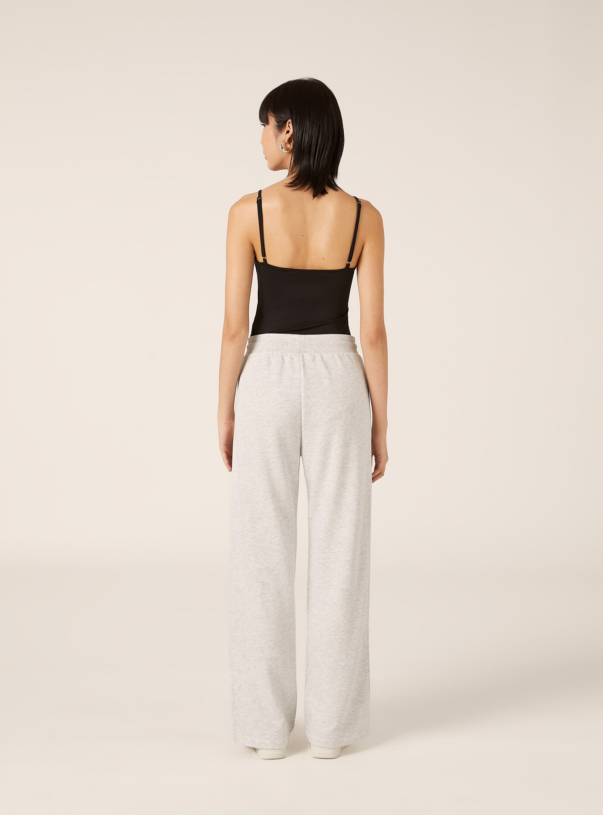 Wide-leg jogger pants in fleece, MGY3 GREY MEL LIGHT