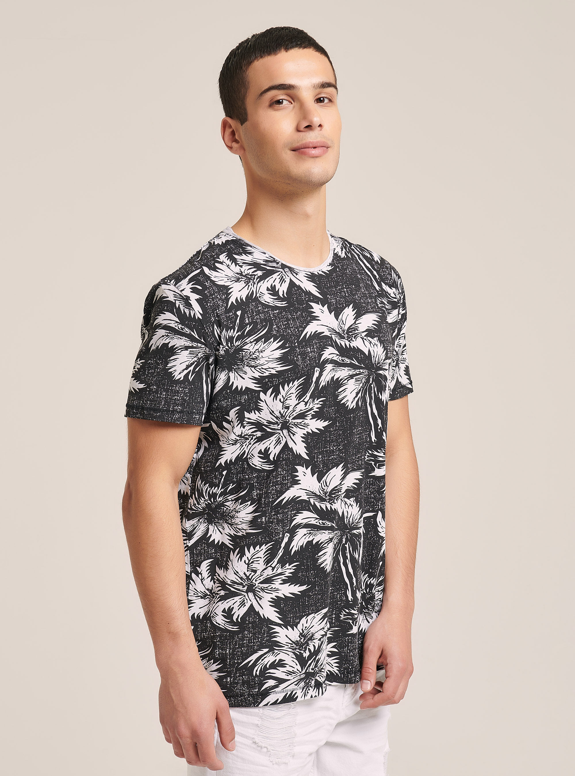 Cotton T-shirt with tropical print, PALME