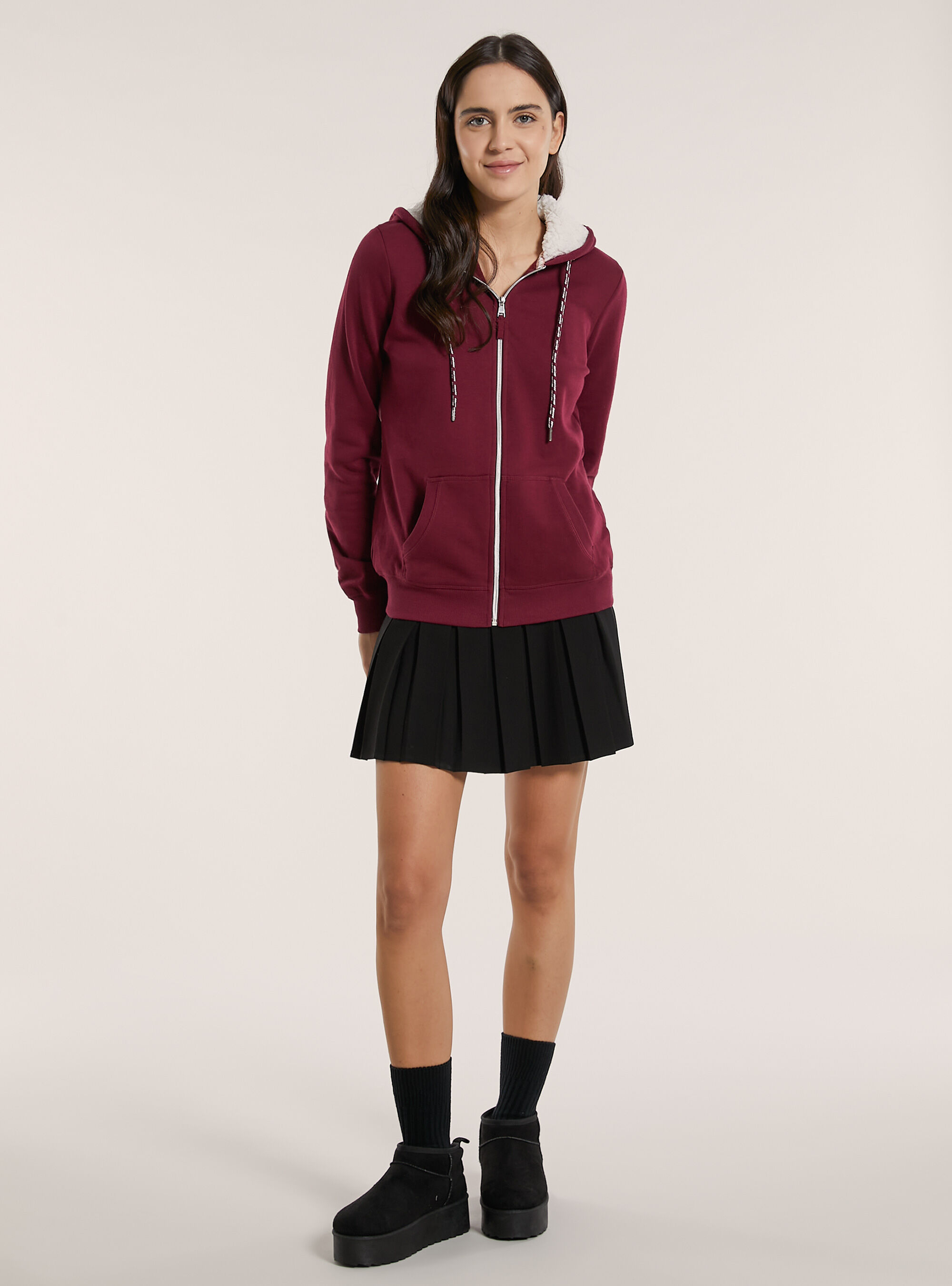 Sweatshirt with zip and faux fur hood Alcott Women s Sweatshirts