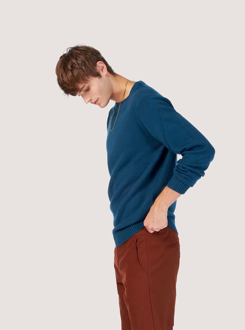 Maglione Pullover Girocollo Uomo Inverno Casual A Righe - Foto 8