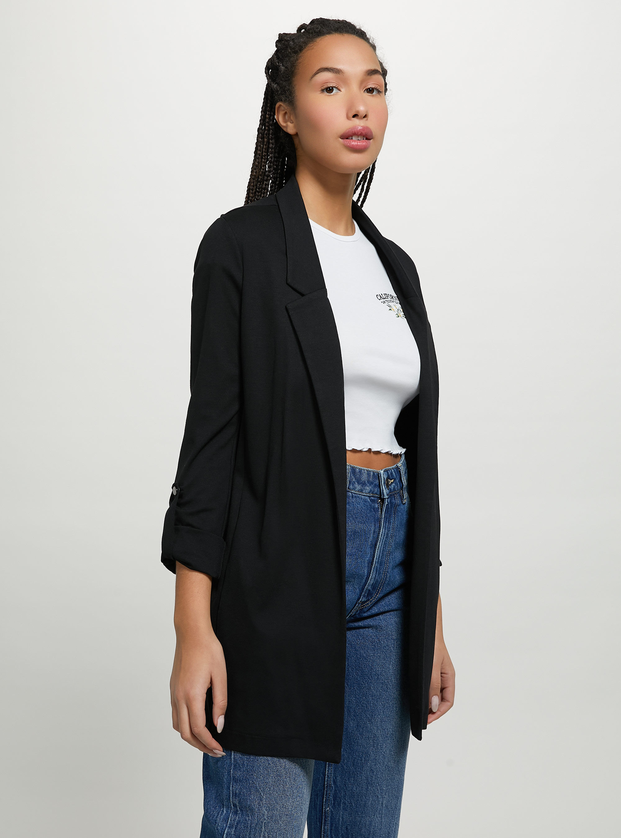 Americana larga lisa, BK1 BLACK