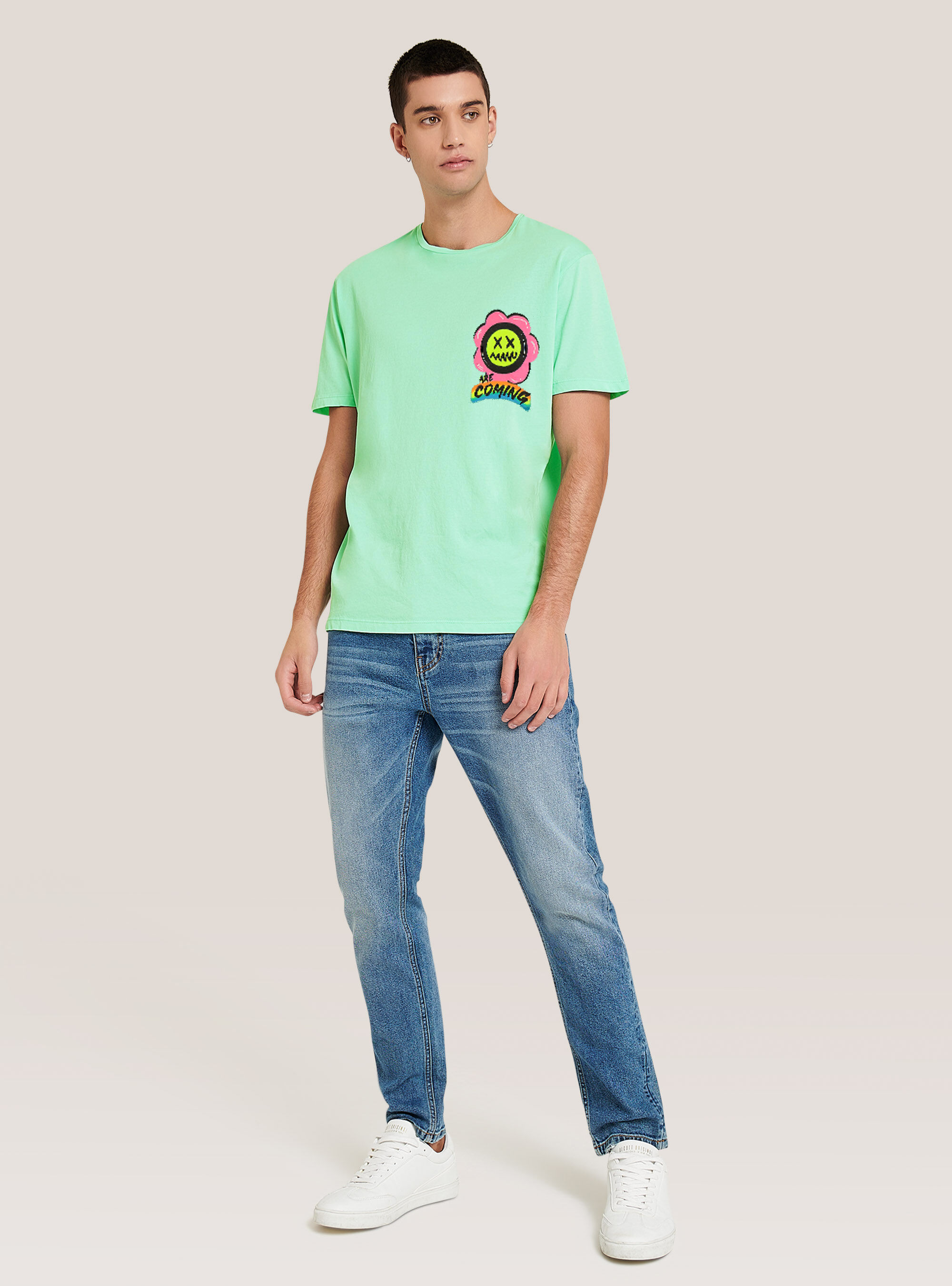 Maglietta con stampa Smile Collection, GN2 GREEN MEDIUM