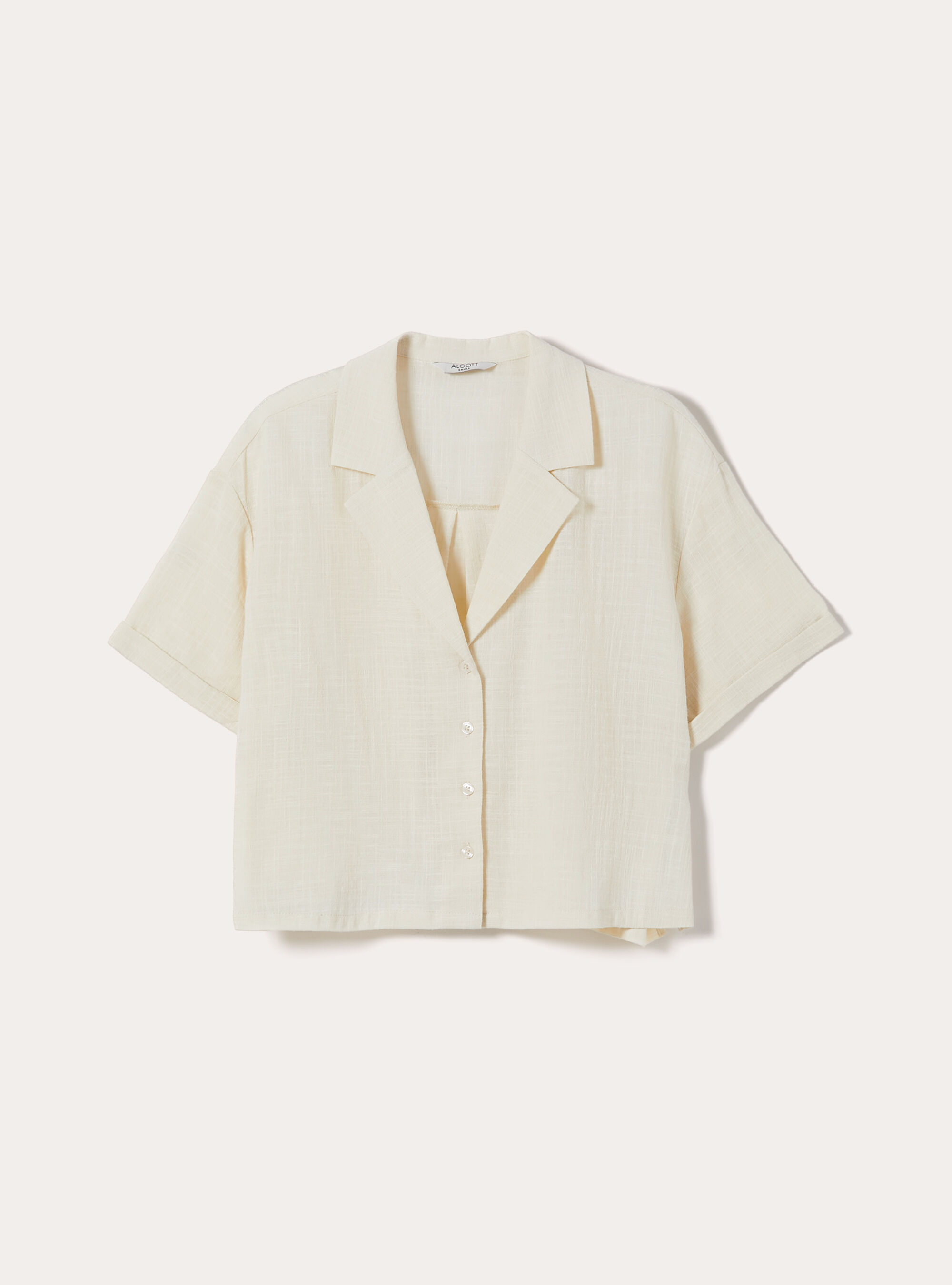 Camicia maniche corte crop, MBG3 BEIGE MEL LIGHT