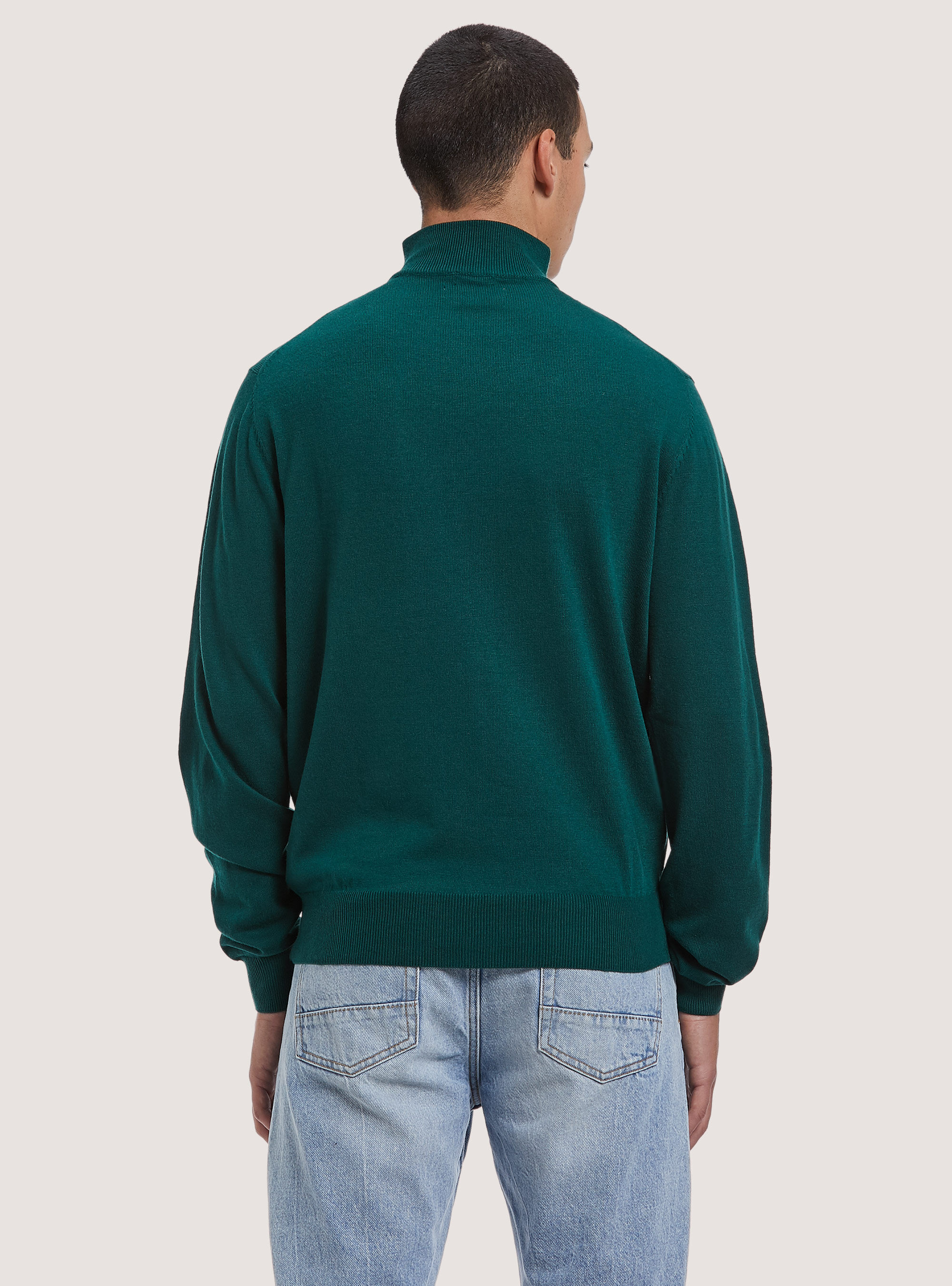 Pull demi-cou en laine m&eacute;rinos avec fermeture &eacute;clair, GN2 GREEN MEDIUM