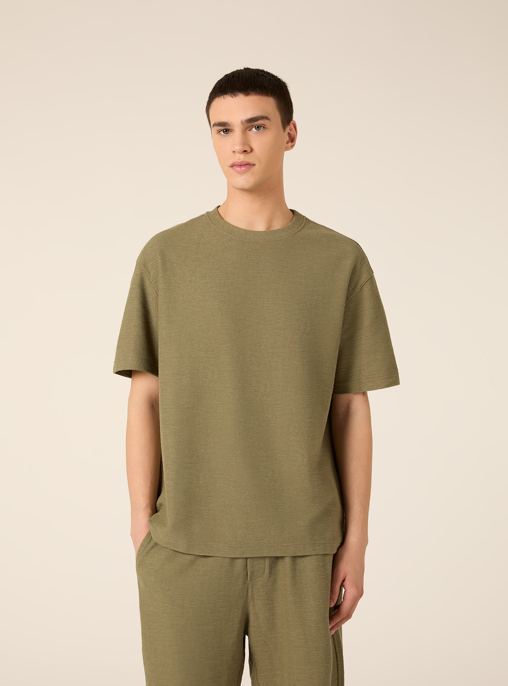 T-shirt in interlock waffle, KY2 KAKY MEDIUM