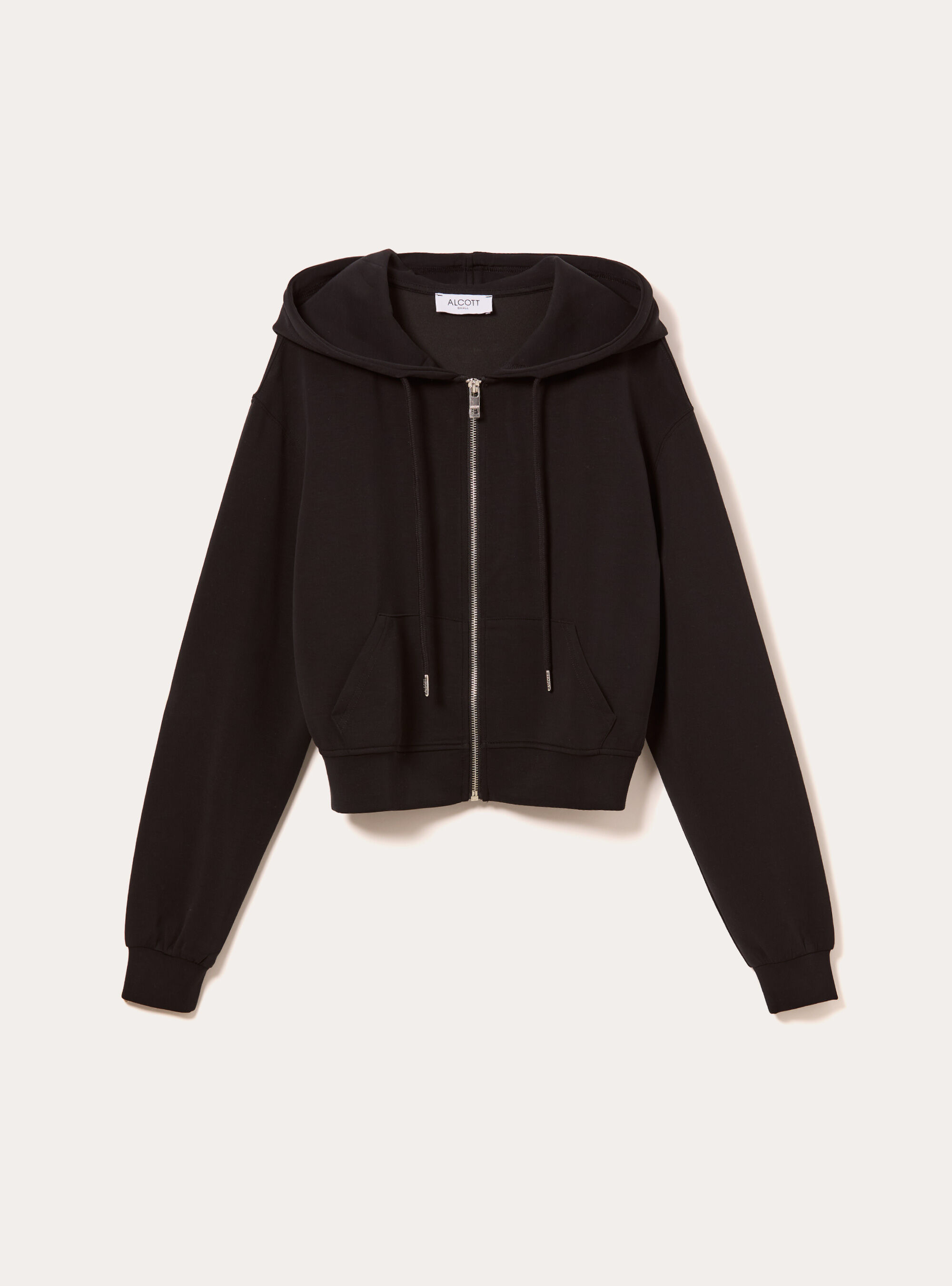 Cardigan con zip cappuccio soft touch, BK1 BLACK