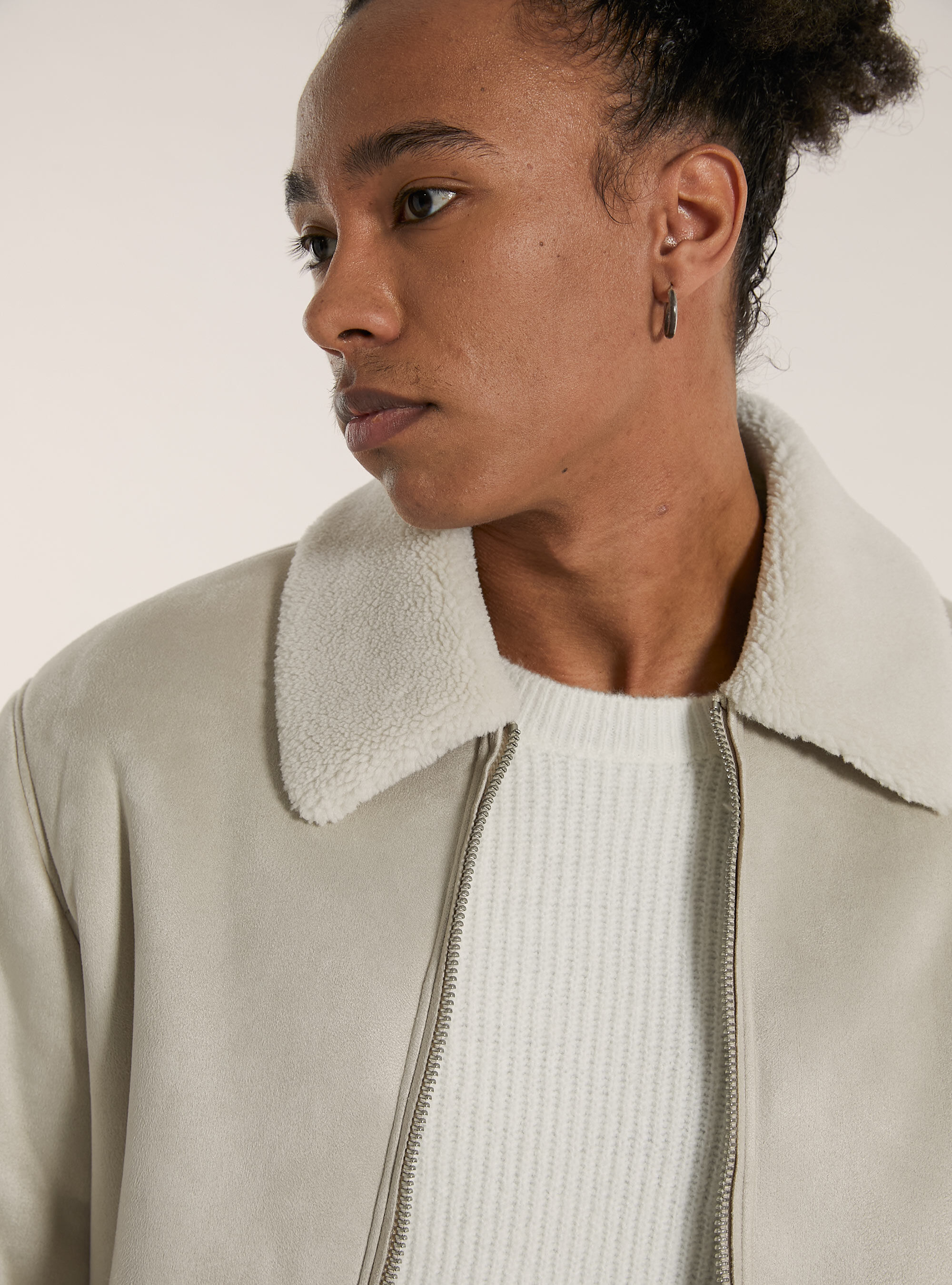 Suede-effect sheepskin jacket, SA2 SAND MEDIUM