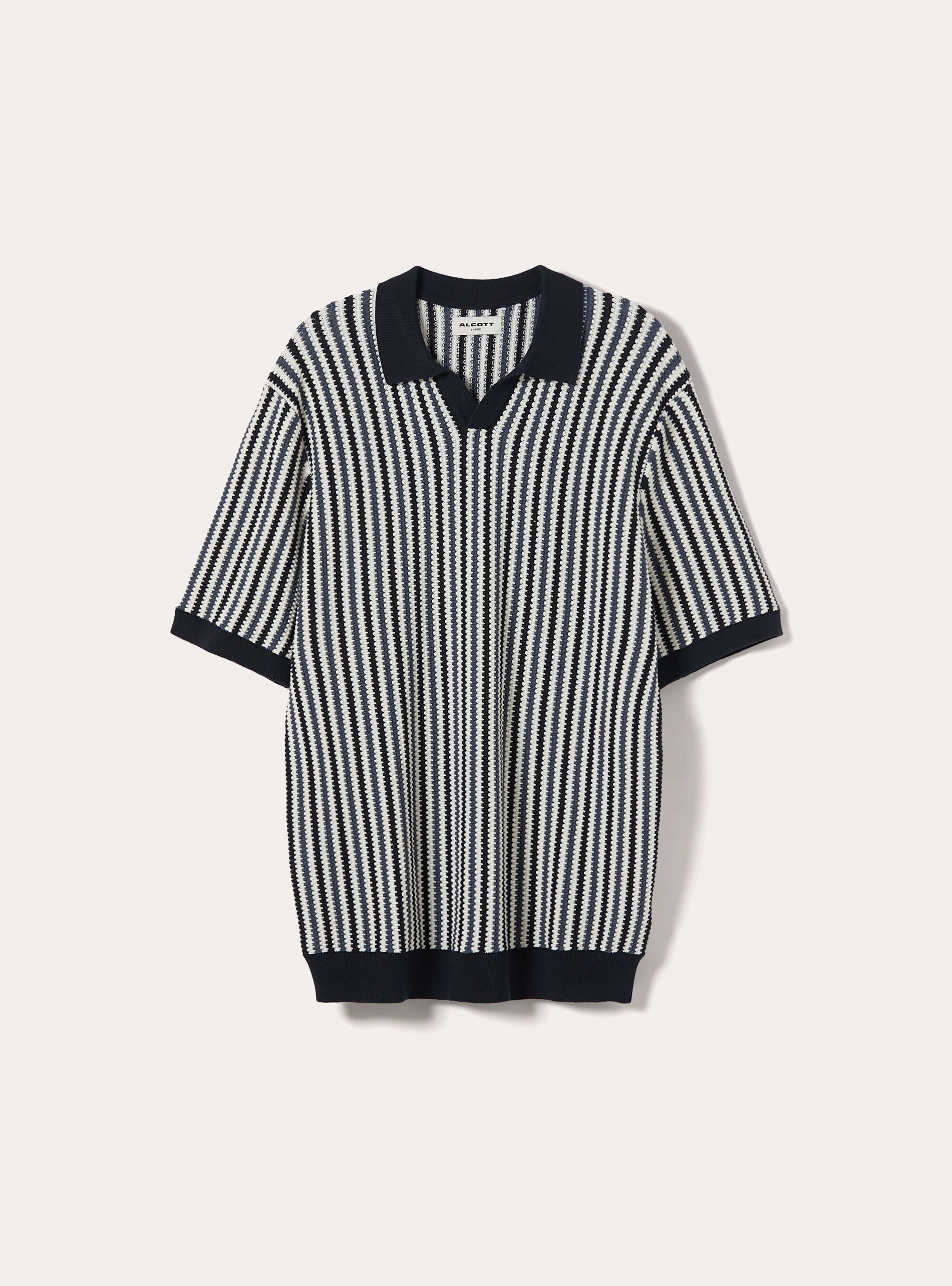 Polo en maille ray&eacute;e, NA1 NAVY DARK