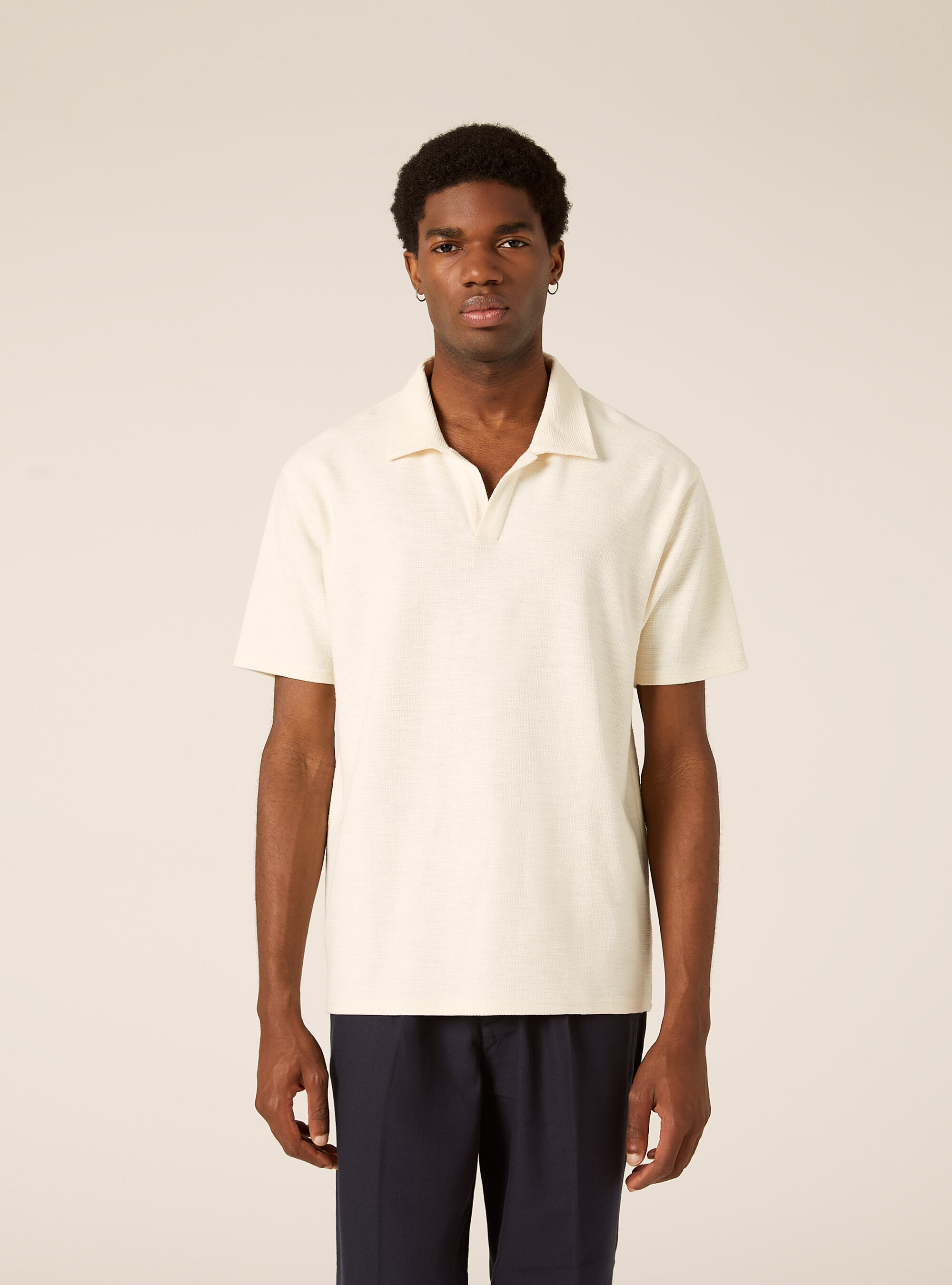 Waffle Knit Polo Shirt, WH2 WHITE