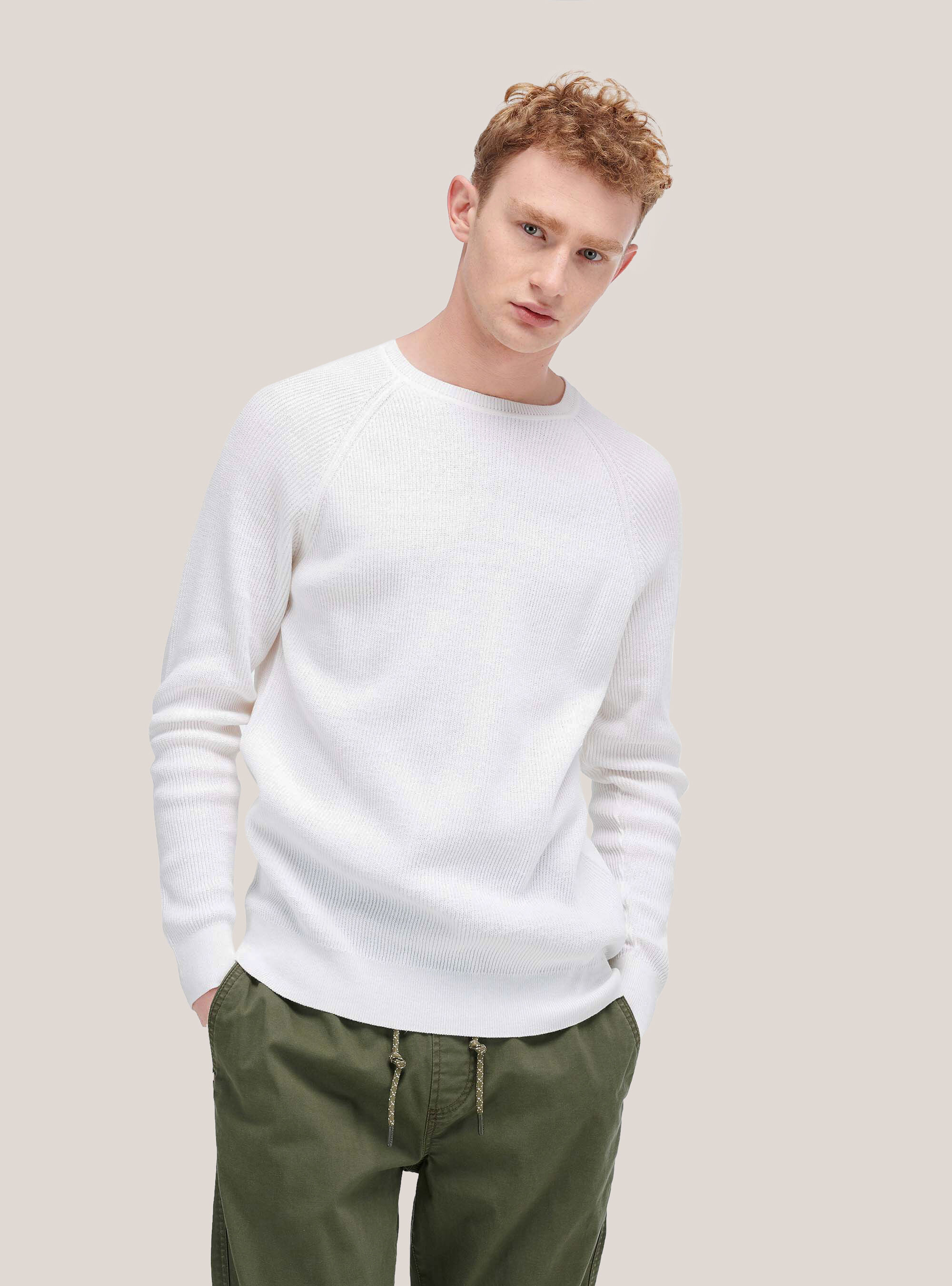 Ribbed pullover, WHITE