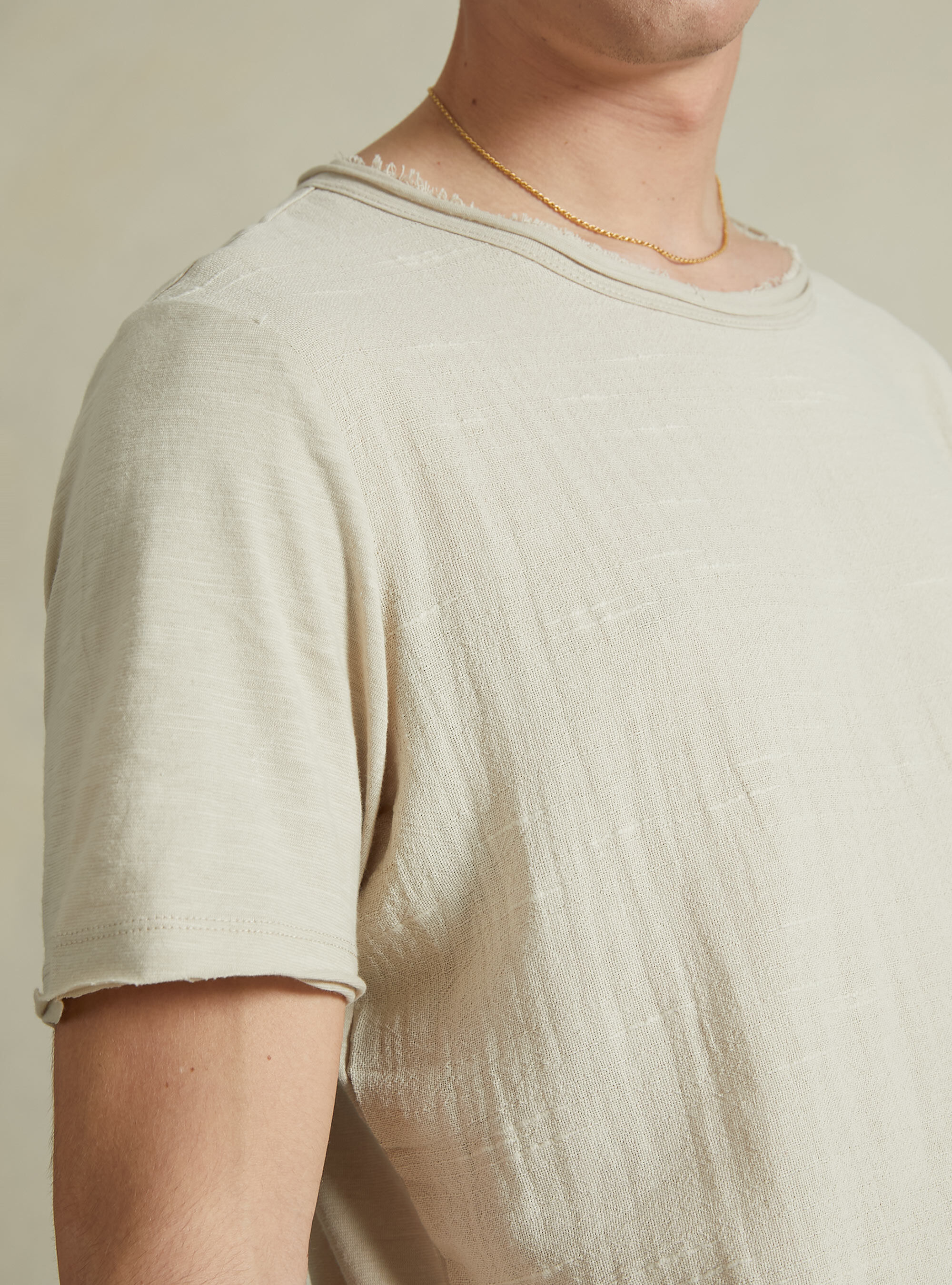 Linen blend short-sleeved T-shirt, BG3 BEIGE LIGHT