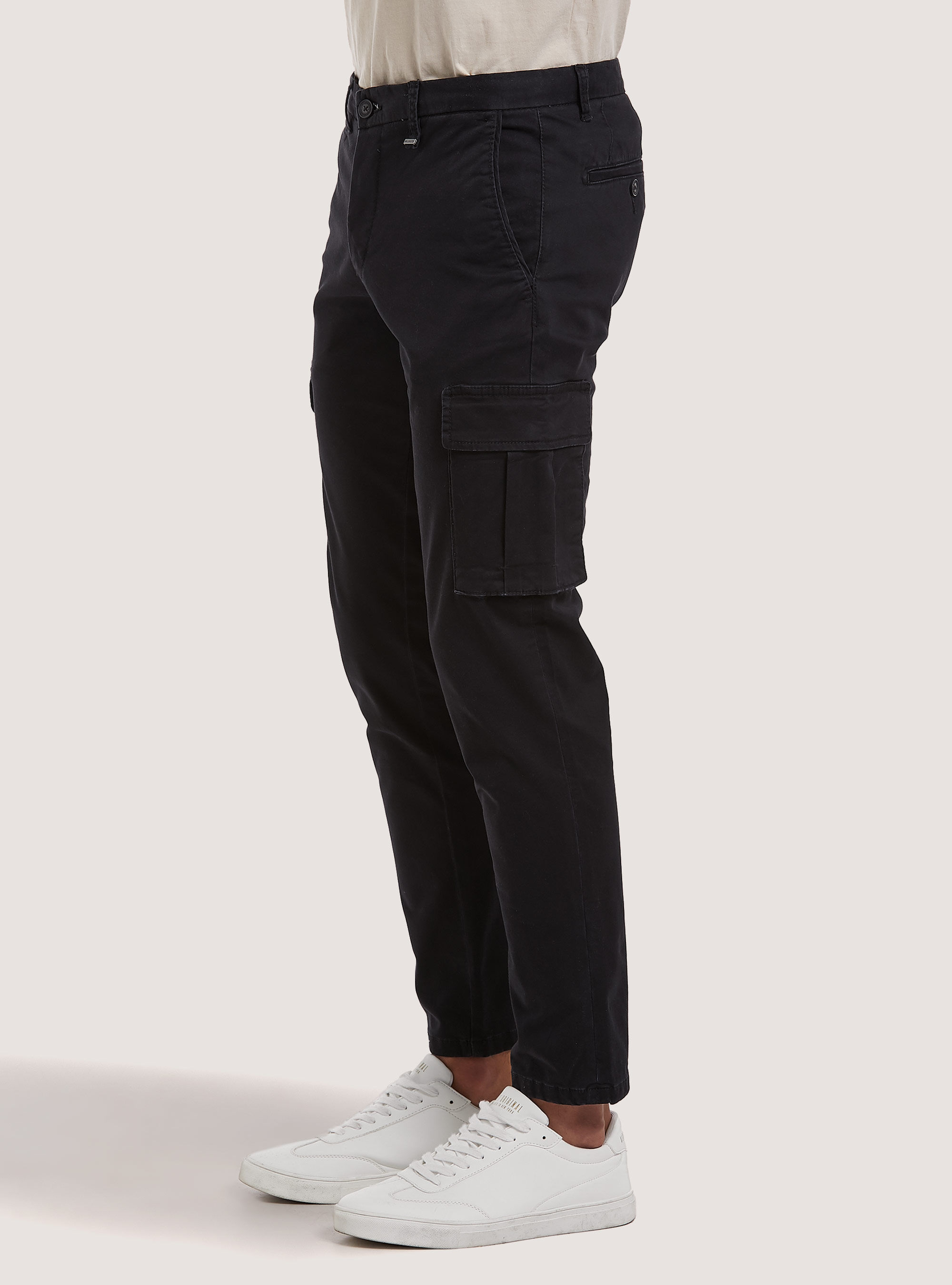 Cotton cargo chinos, BK1 BLACK