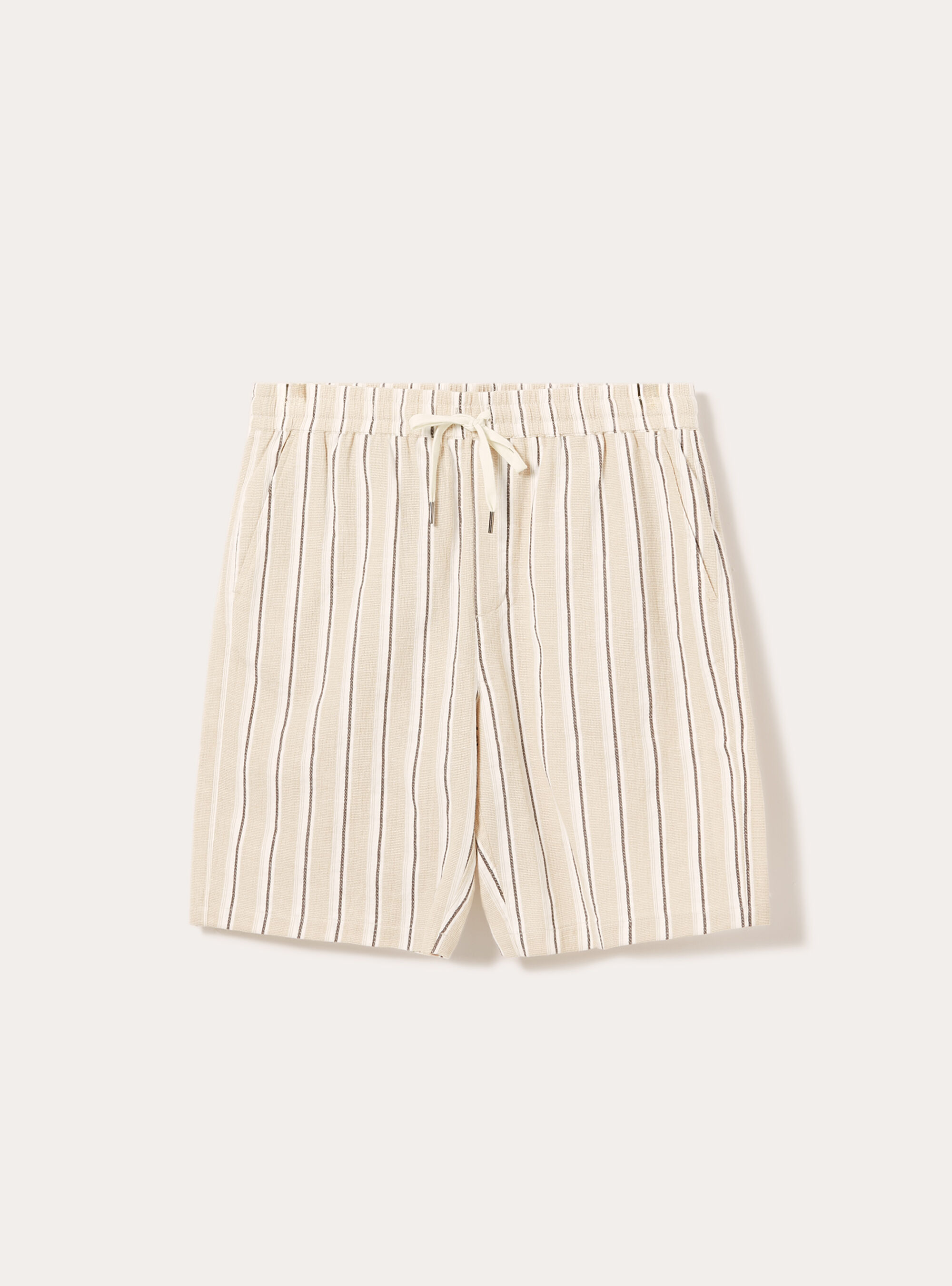 Bermuda rigato in misto lino, BG2 BEIGE MEDIUM