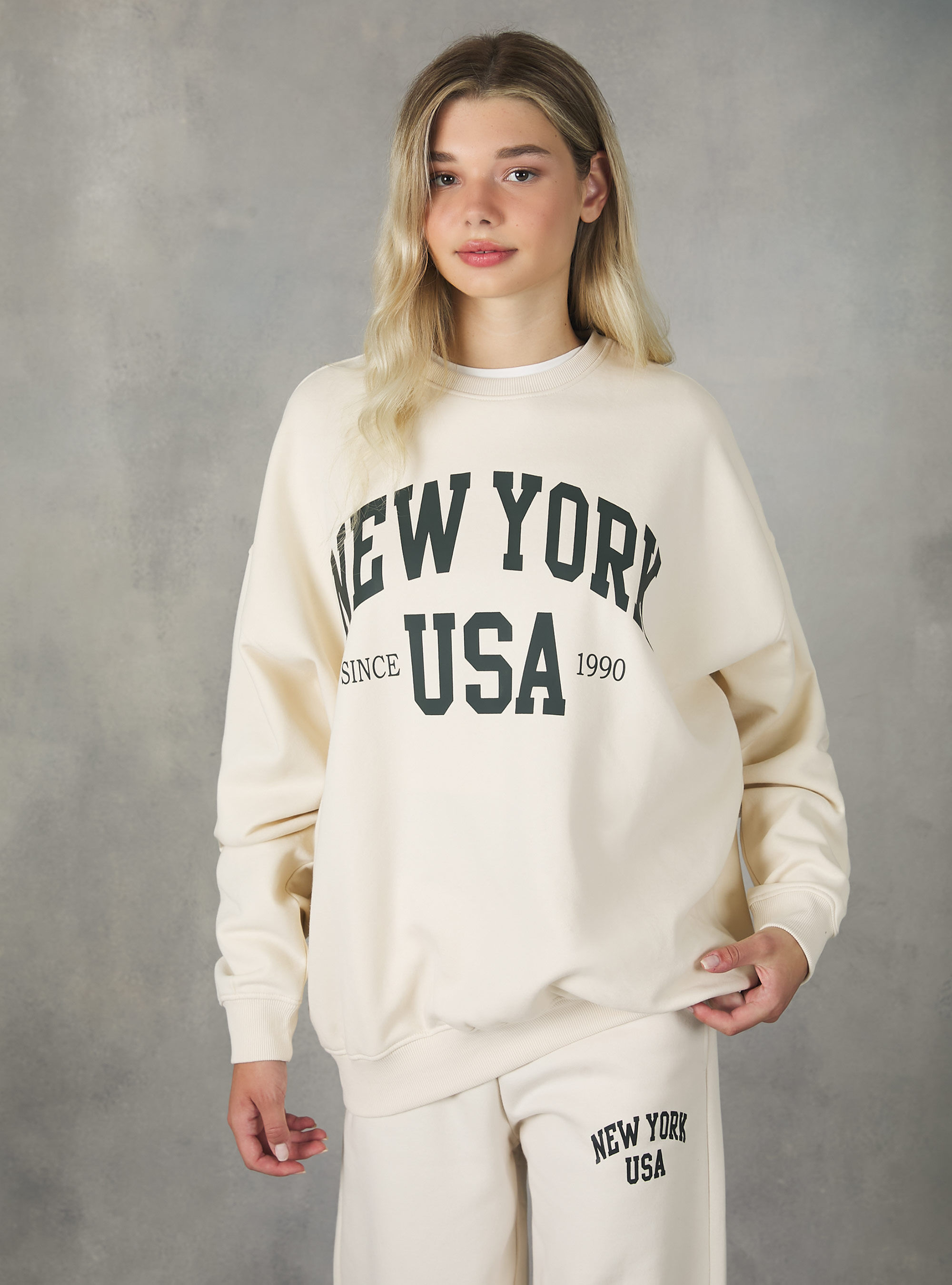 Felpa girocollo college oversize